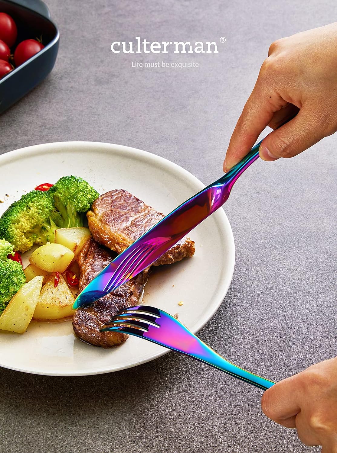 Rainbow Silverware Flatware Cutlery Set,Include Knife Fork Spoon, Dishwasher Safe (color 20 Pieces Flatware Sets)