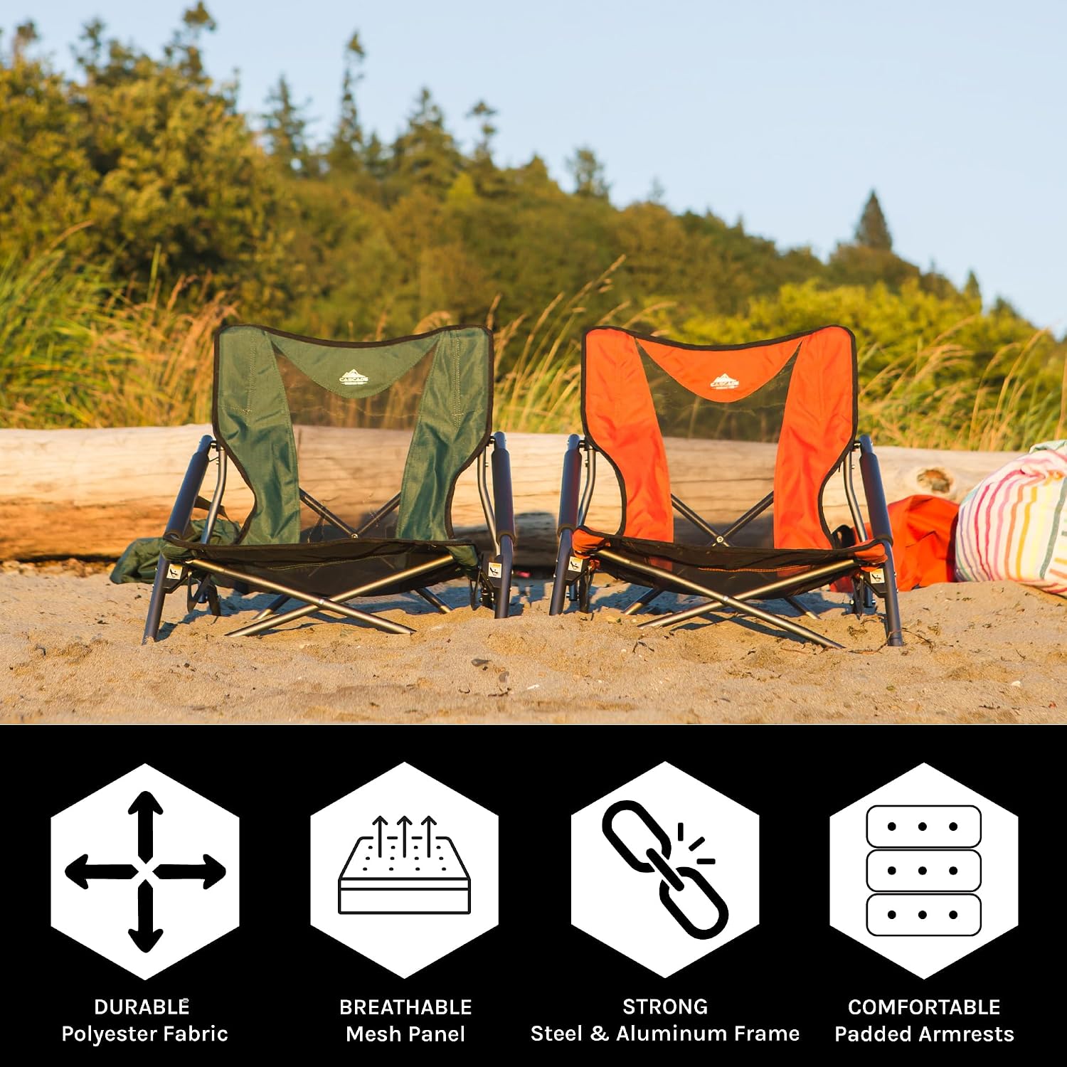 Cascade Mountain Tech Folding Camp Chair for Camping, Beach, Picnic, Barbqeues, Sporting Events with Carry Bag