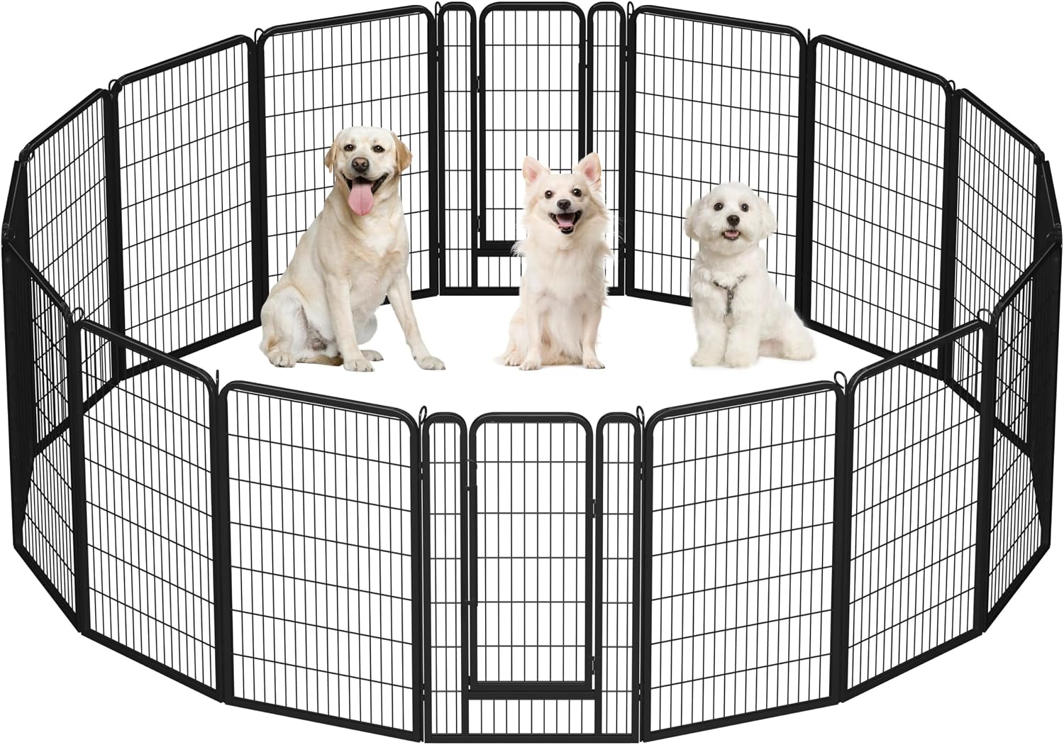 Yaheetech Dog Playpen 24in 16 Panels Pet Fence for Indoor Yard RV Camping | Easy Setup, Heavy Duty Rustproof Frame with Secure Latch Door, DIY Layouts,Foldable Storage, for Puppies & Small Dogs