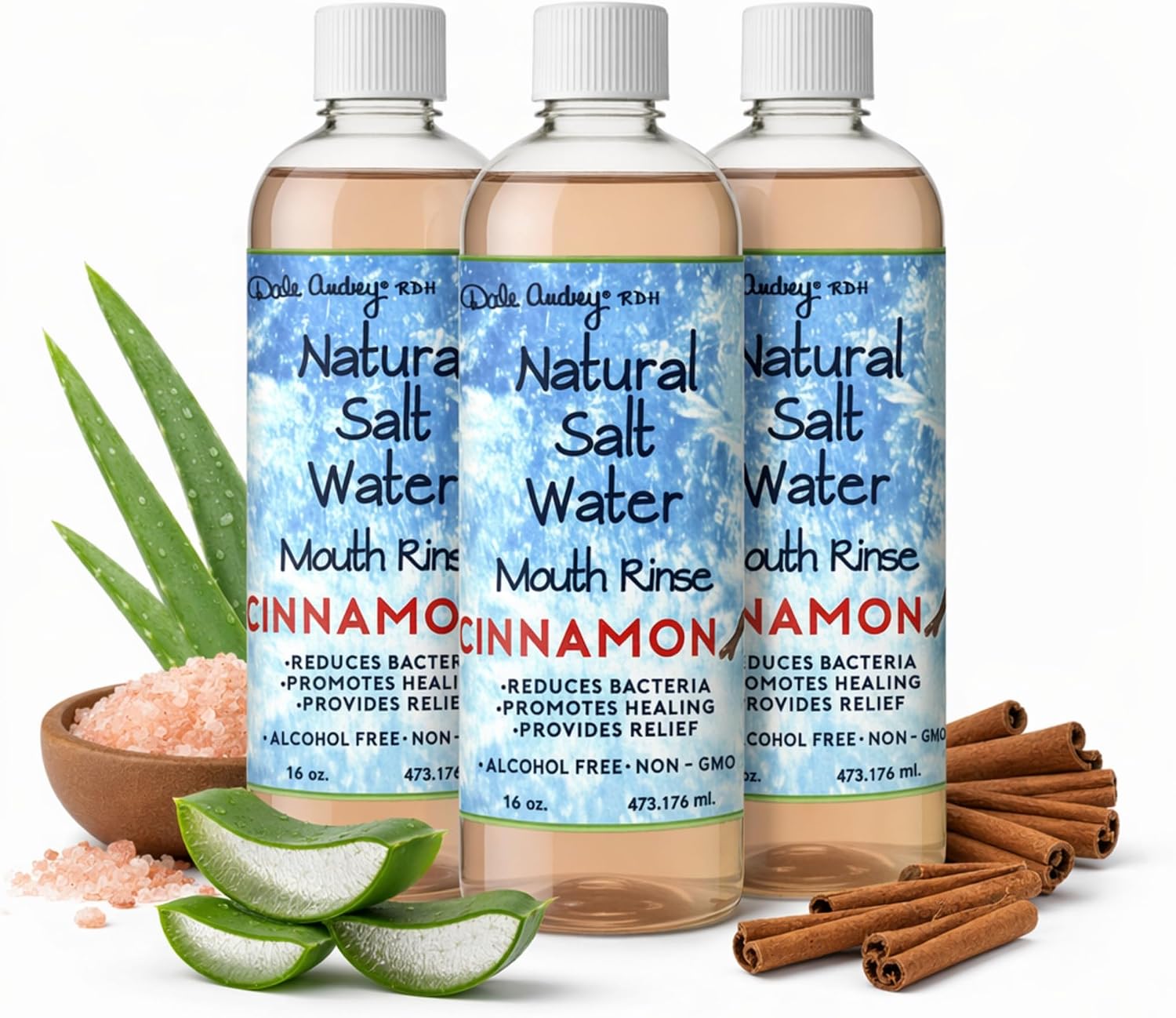 Dale Audrey Pink Himalayan Salt Water Rinse, Cinnamon Mouthwash, 16 oz