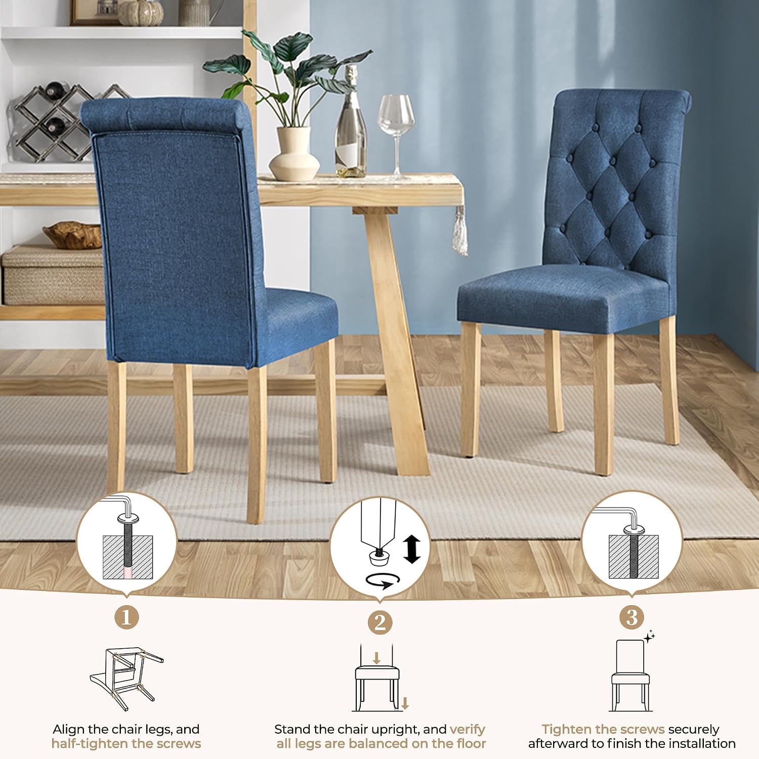 Yaheetech Dining Chairs Set of 2 Modern Upholstered Parson Chairs Dark Gray