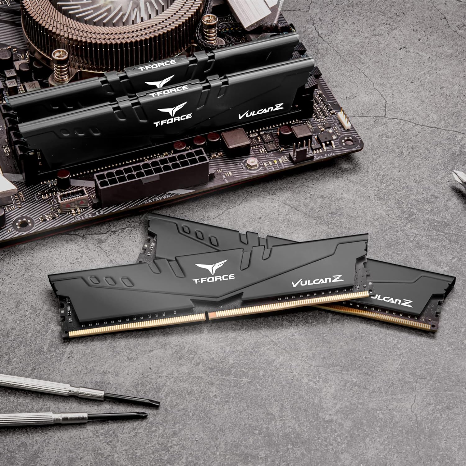 TEAMGROUP T-Force Vulcan Z DDR4 16GB Kit (2x8GB) 3200MHz (PC4-25600) CL16 Desktop Memory Module Ram (Gray) - TLZGD416G3200HC16CDC01