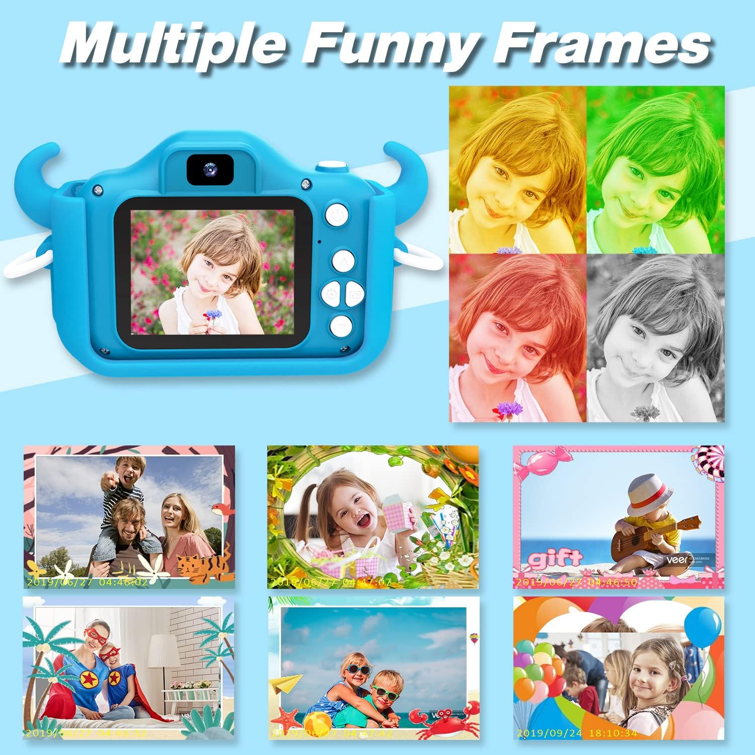 Goopow Kids Camera Toys for 3-8 Year Old Girls Boys,Children Digital Video Camcorder Camera with Cartoon Soft Cover, Best Chritmas Birthday Festival Gift for Kids
