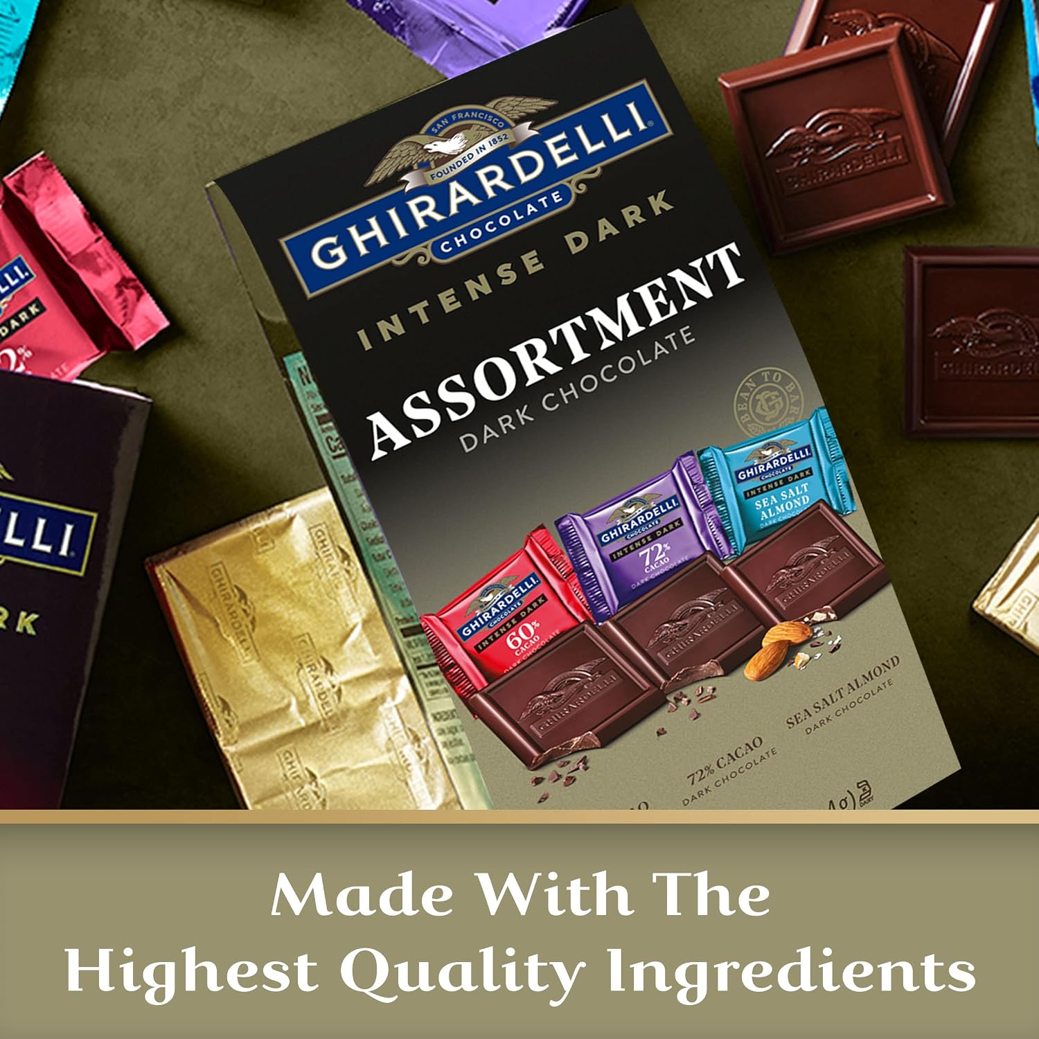GHIRARDELLI PREMIUM DARK Chocolate Bar, 86% Cacao, 3.17oz Bar, 12 Pack