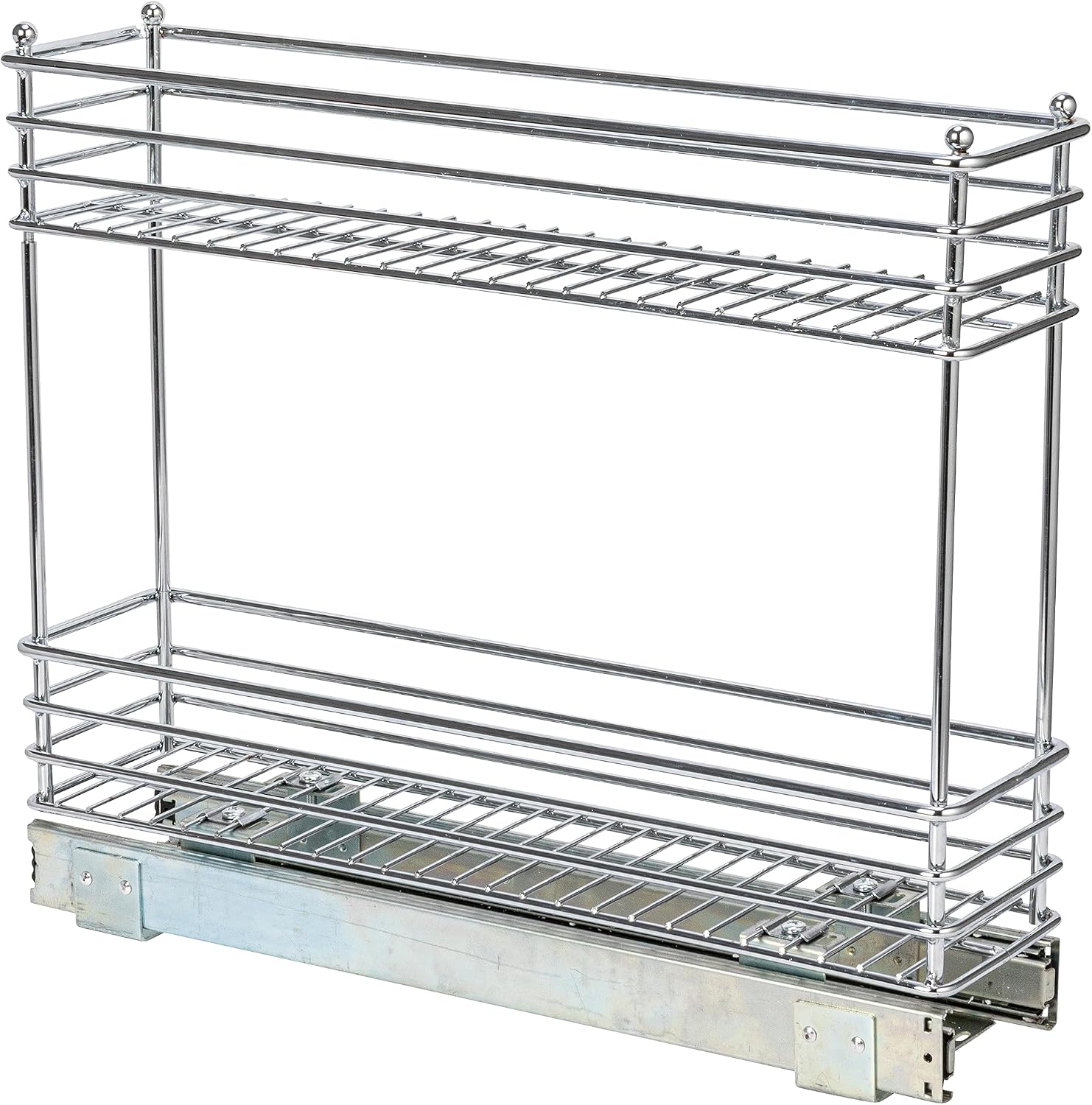 Household Essentials Glidez 2‑Tier Multipurpose Chrome‑Plated Steel Pull‑Out/Slide‑Out Under Cabinet Organizer, Chrome Finish