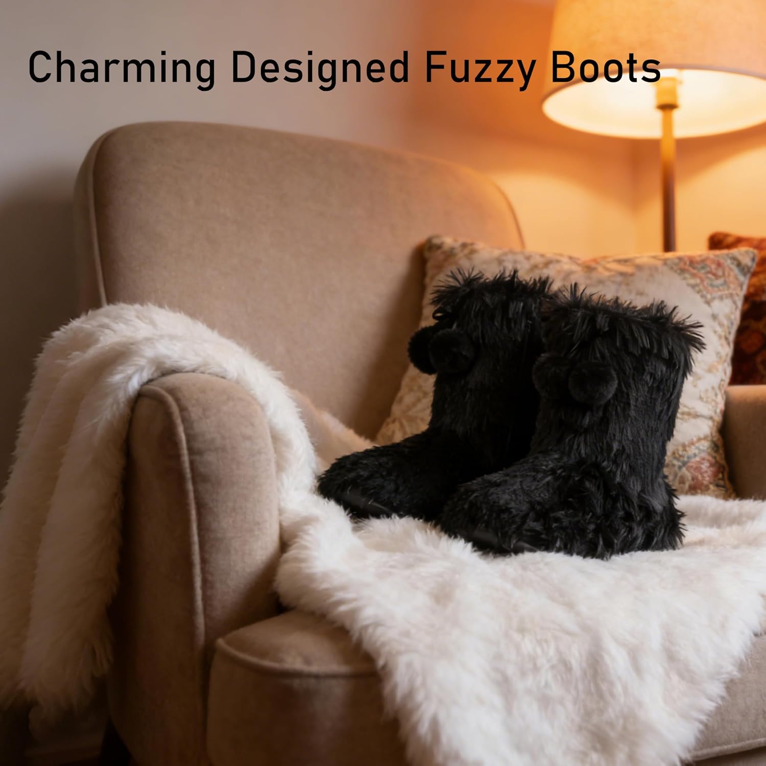 Home Slipper Women's Soft Fleece Plush Warm Indoor House Slipper Boots Shoes