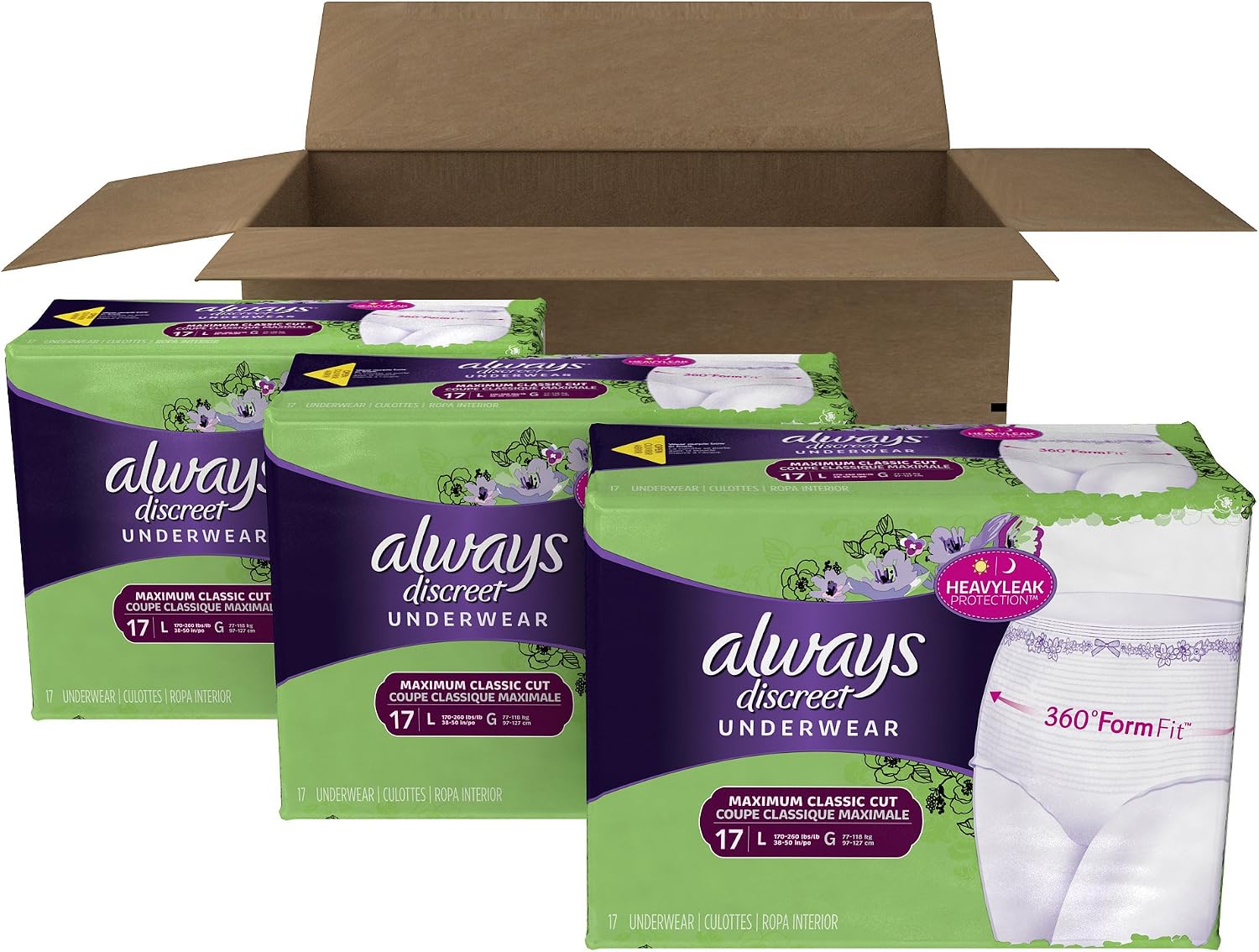 Always Discreet Adult Diapers for Women, Incontinence Underwear, Postpartum Essentials, Disposable Briefs, Max Absorbency, Bladder Leak Protection, Small/Medium, 32ct