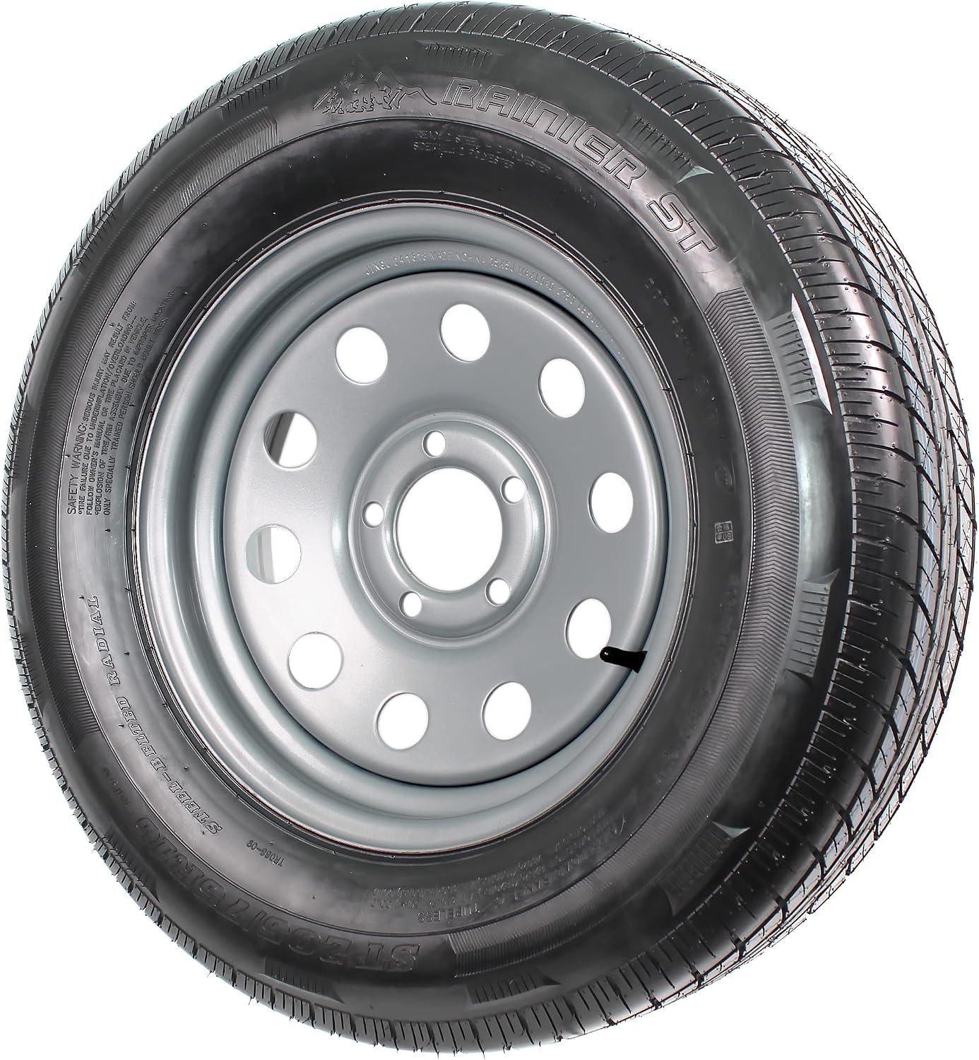 eCustomrim 2-Pack Radial Trailer Tire Rim Assembly ST205/75R15 5 Lug Silver | 205/75-15 Load Range C 6 Ply Tire With Curb Guard