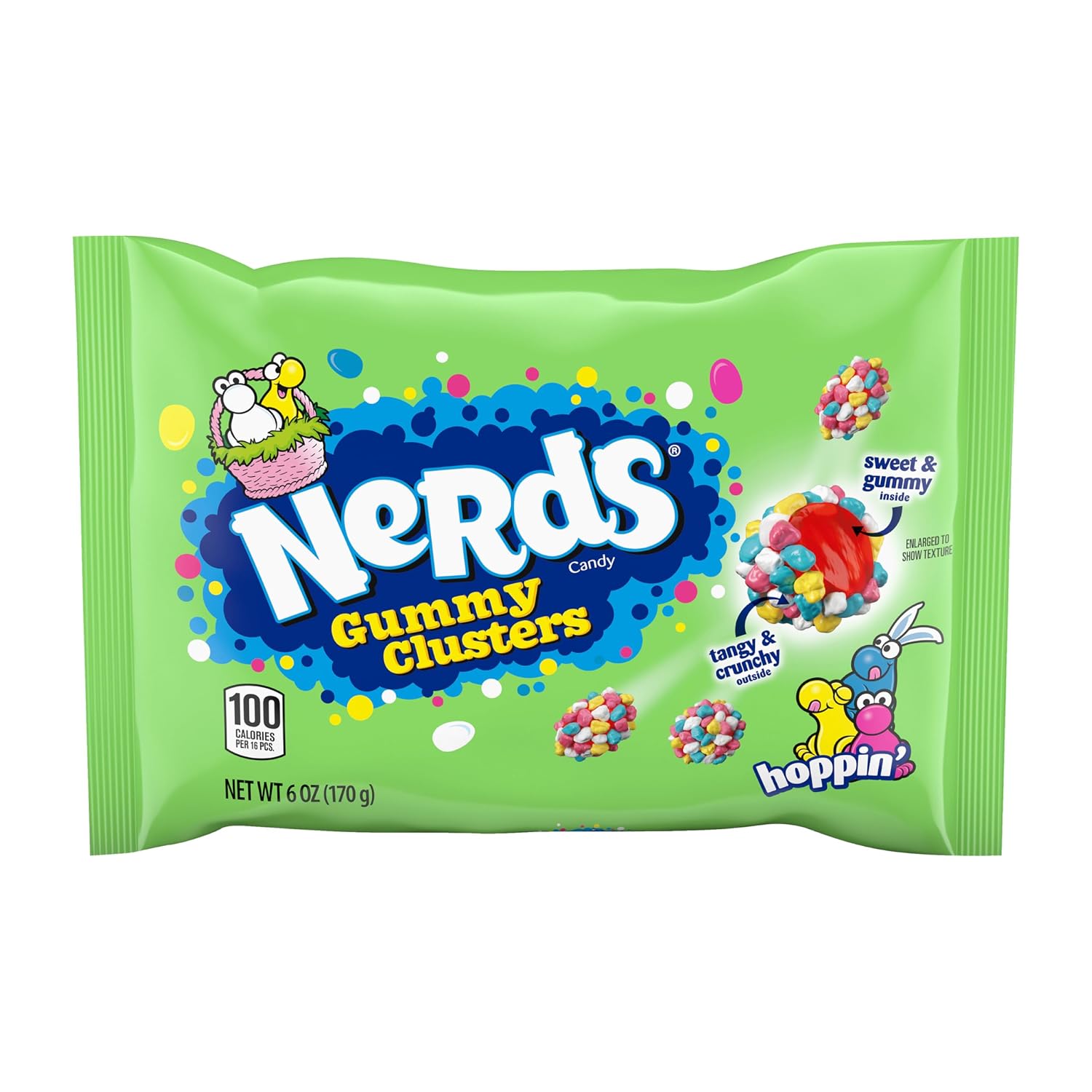 Nerds, Gummy Clusters Candy, Rainbow, Crunchy and Gummy, 8 Ounce