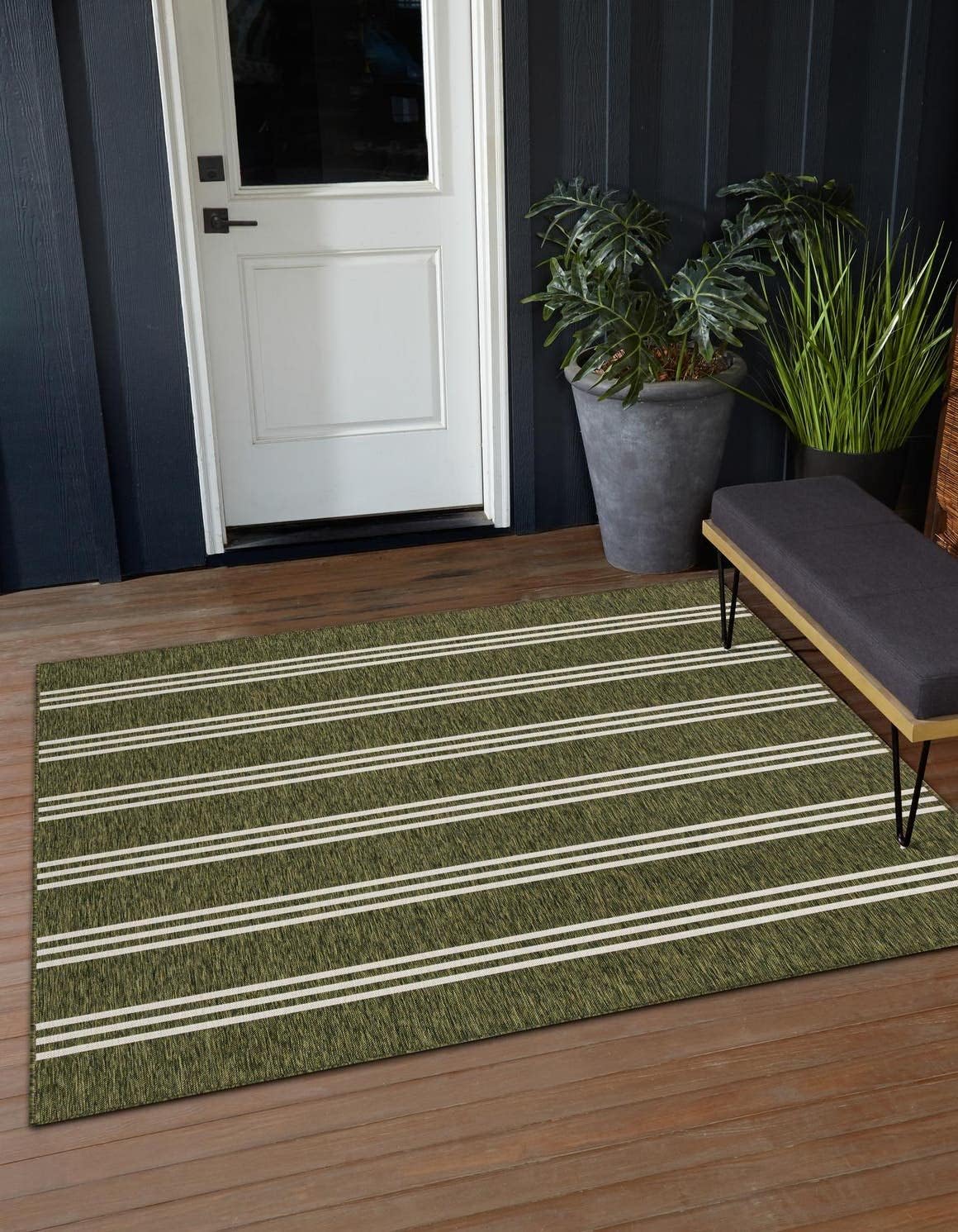 Unique Loom Outdoor Collection Area Rug - Anguilla (9' x 12' Rectangle, Blue/ Ivory)