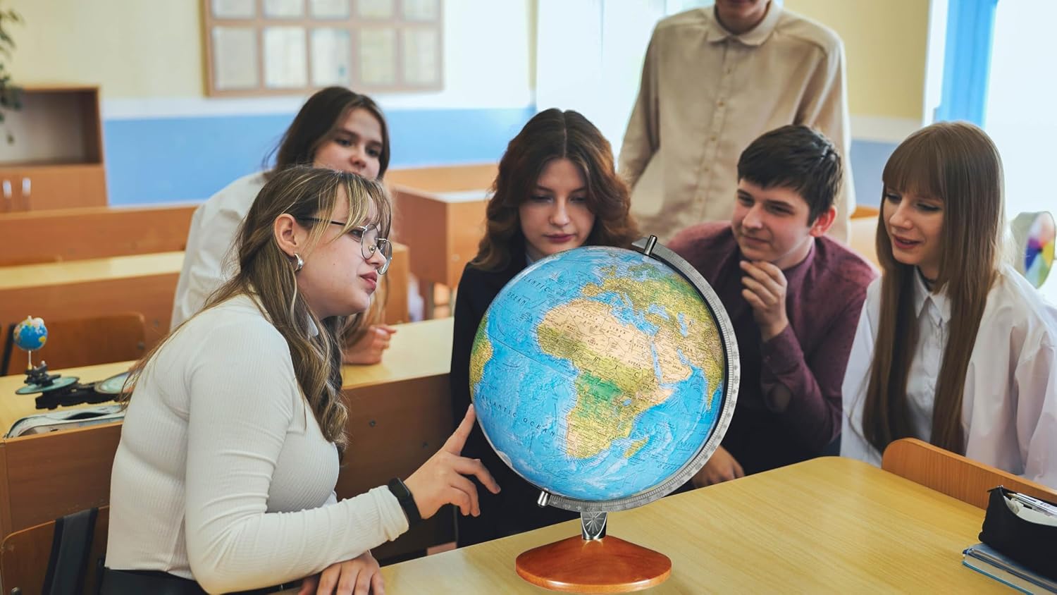 Replogle Illuminated World Globe with Stand, 12 Inch diamteter light up globe with 3-D Raised Relief Texture. Perfect for Children And Kid's Classroom and home Decor, Made In USA