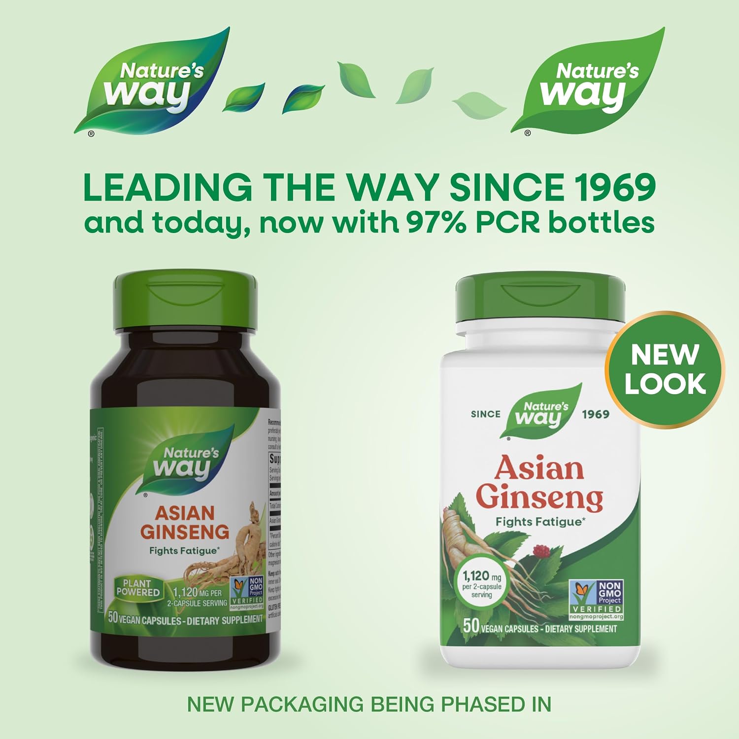 Nature's Way Asian Ginseng, Fights Fatigue*, 1,120mg per Serving, 100 ct | Dietary Supplement, Non-GMO Project Verified, Vegan Capsules