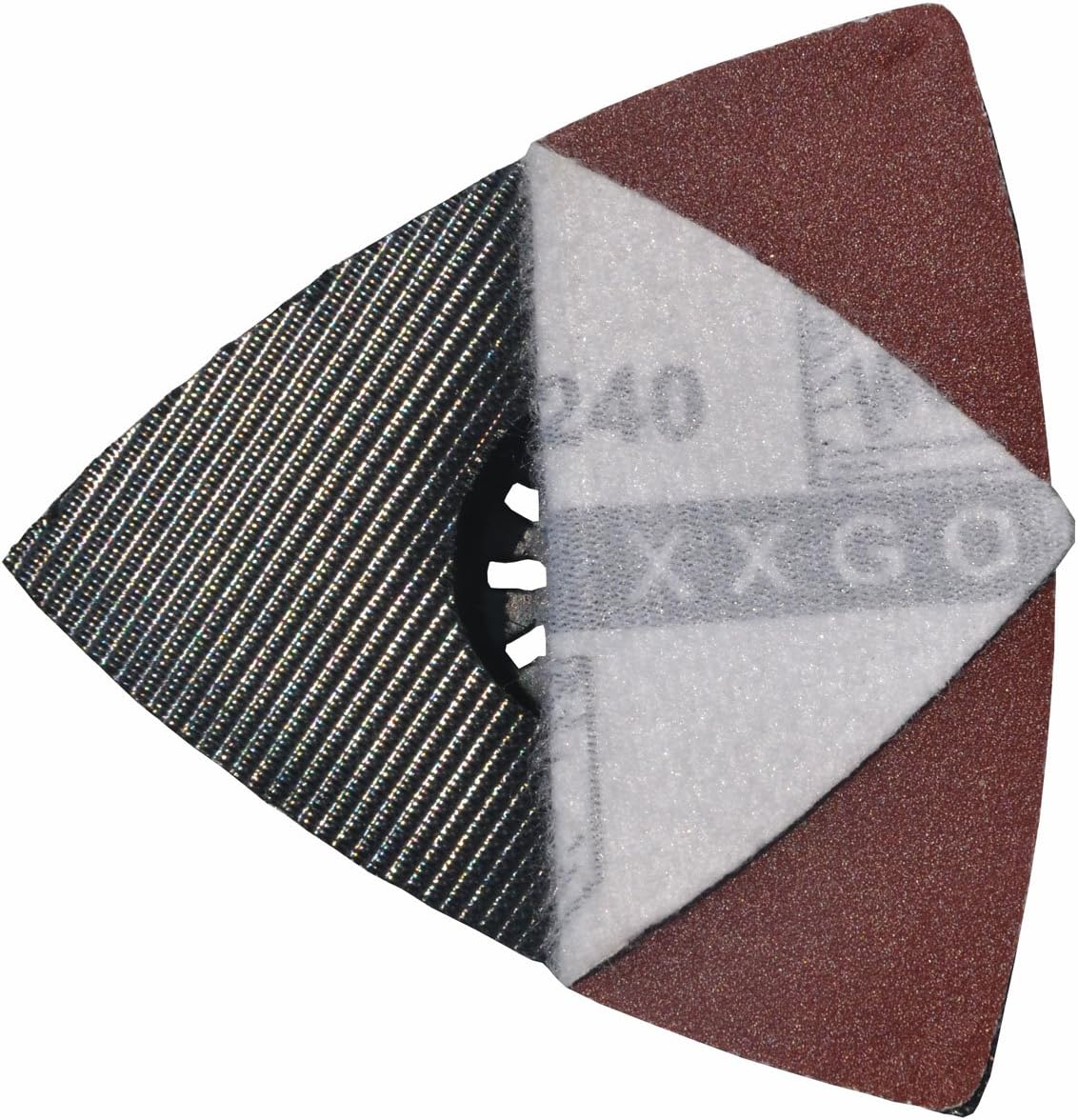 XXGO 55 Pcs 80mm 3-1/8 Inch Triangular Oscillating Multi Tool Sanding Pads | Assorted Grit , Hook & Loop Design , Strong Velcro , Best for Metal Wood Sanding