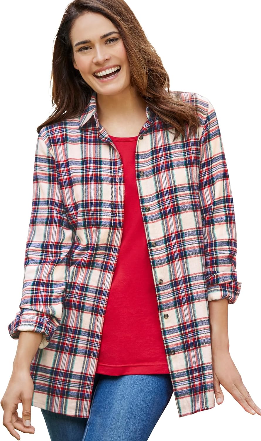 Woman Within Classic Flannel Shirt
