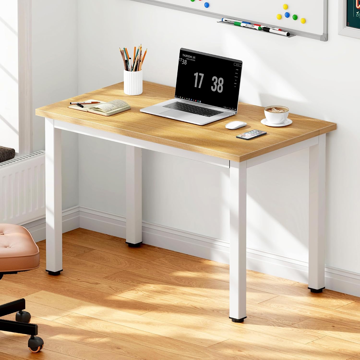 DlandHome 47 inches Medium Computer Desk for Bedroom, Retro
