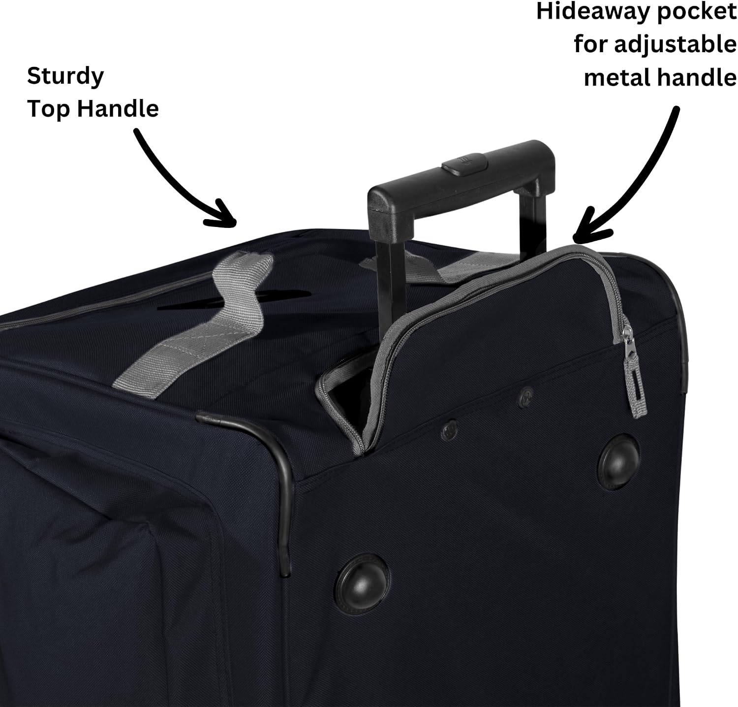 Olympia U.S.A. 33 inch Jumbo Size 8 Pockets Wheeled Rolling Duffel Bag Water Resistant Luggage Lightweight Travel Suitcase with Retractable Handle