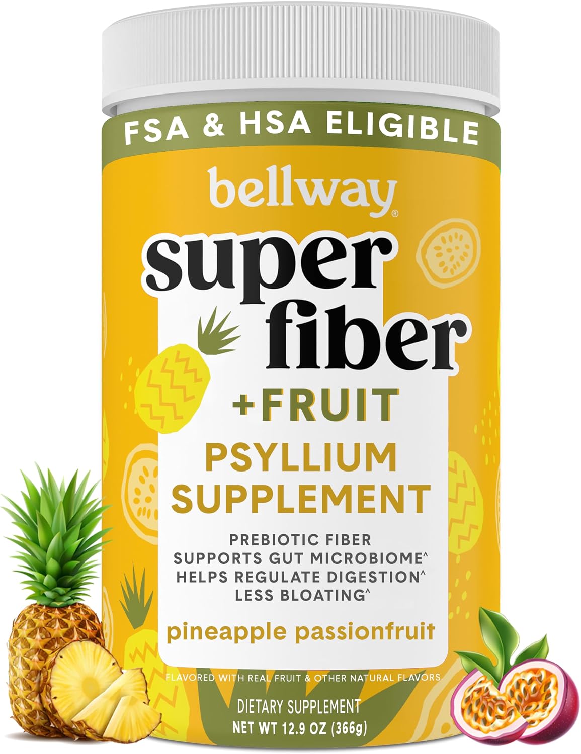 Bellway Super Fiber + Fruit, Organic Psyllium Husk Powder, Sugar-Free
