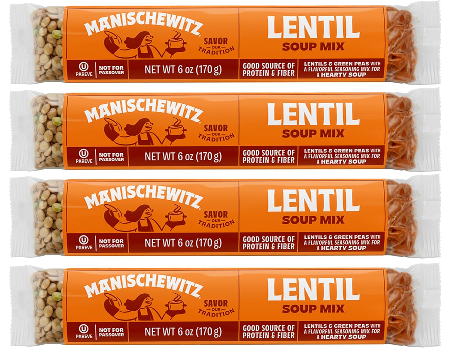 Manischewitz Lentil Soup Mix (4 Pack) Cello Soup Mix