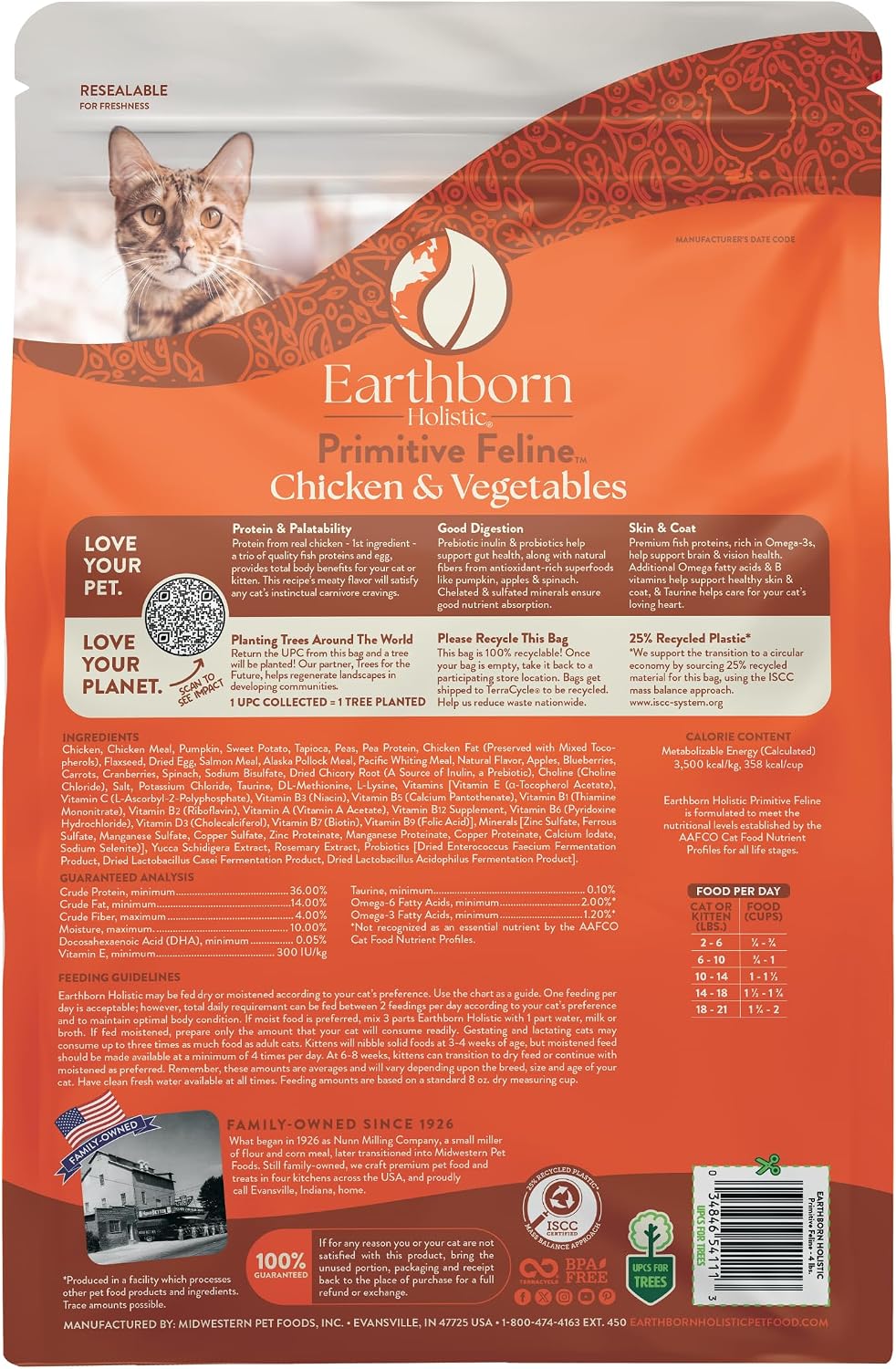 Earthborn Holistic Primitive Feline Grain-Free Dry Cat Food 4 Pound (Pack of 1)