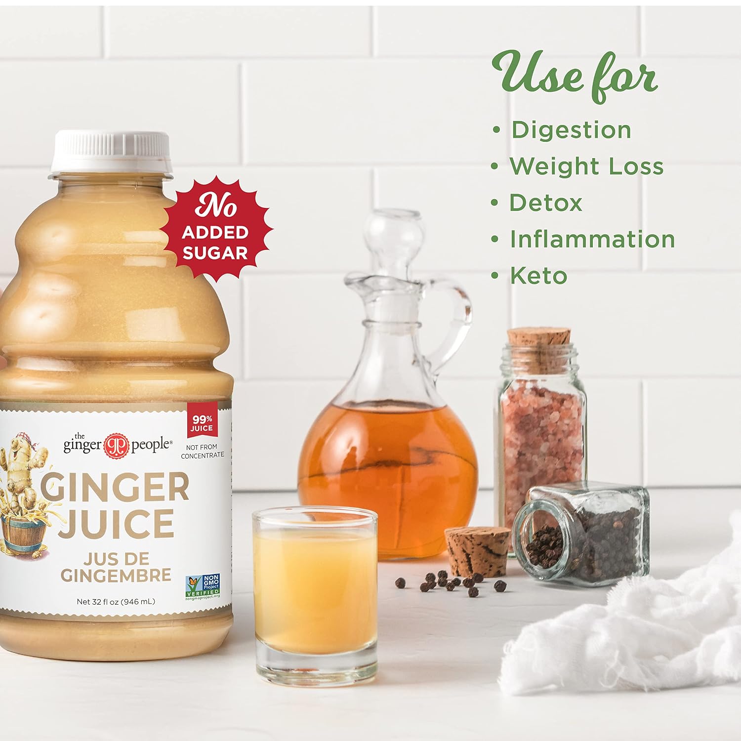 Organic Turmeric Juice, 99% Pure Turmeric Juice by The Ginger People – Drug Free Support, Non-GMO, Premium Quality, 32 Fl oz Bottle (Pack of 1)