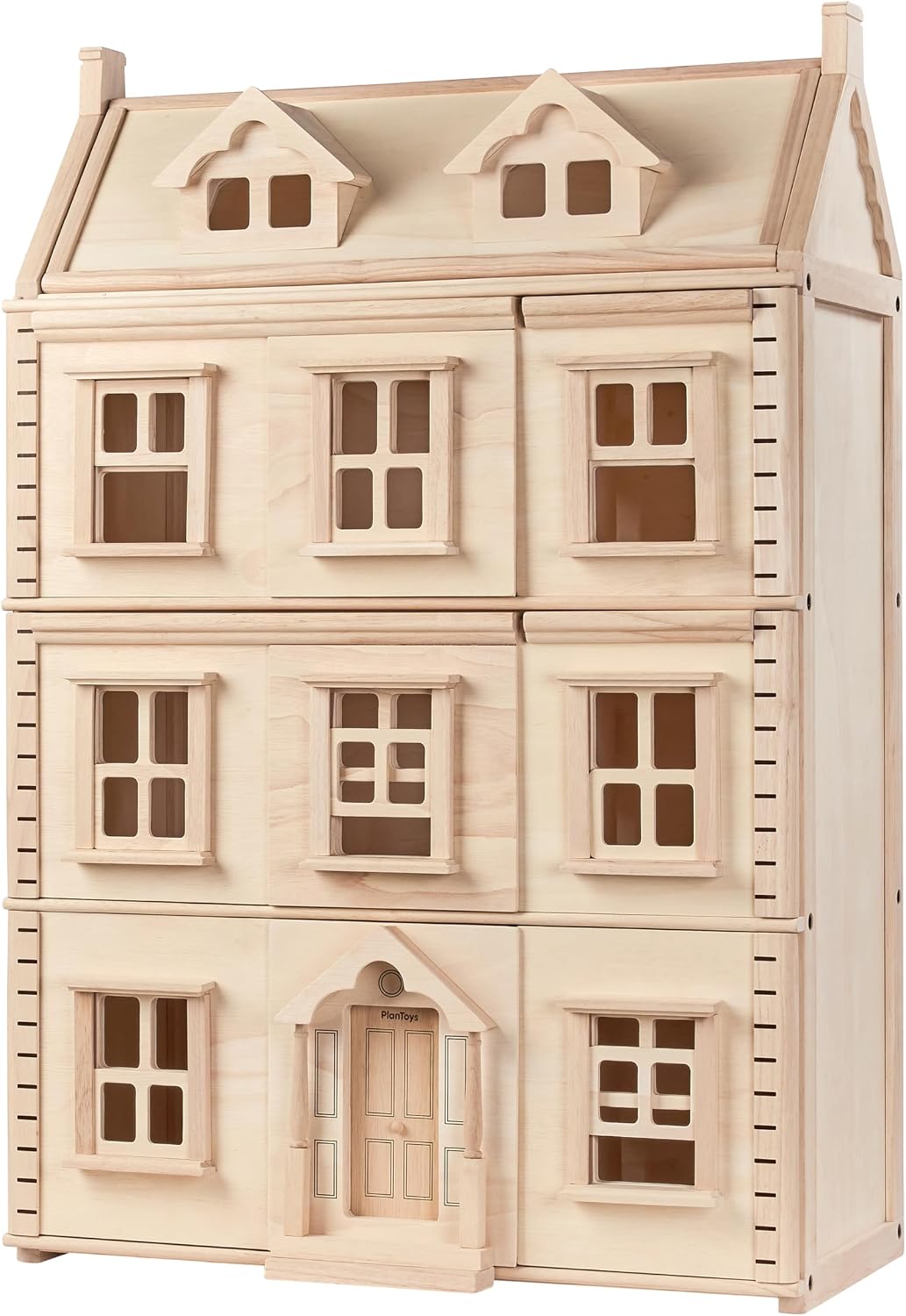 PlanToys® Green Wooden Dollhouse with Solar Panel, Wind Turbine & Furniture | recycling system, eco-friendly doll house, sustainable pretend play, kids, girls, environmental learning gift for boys