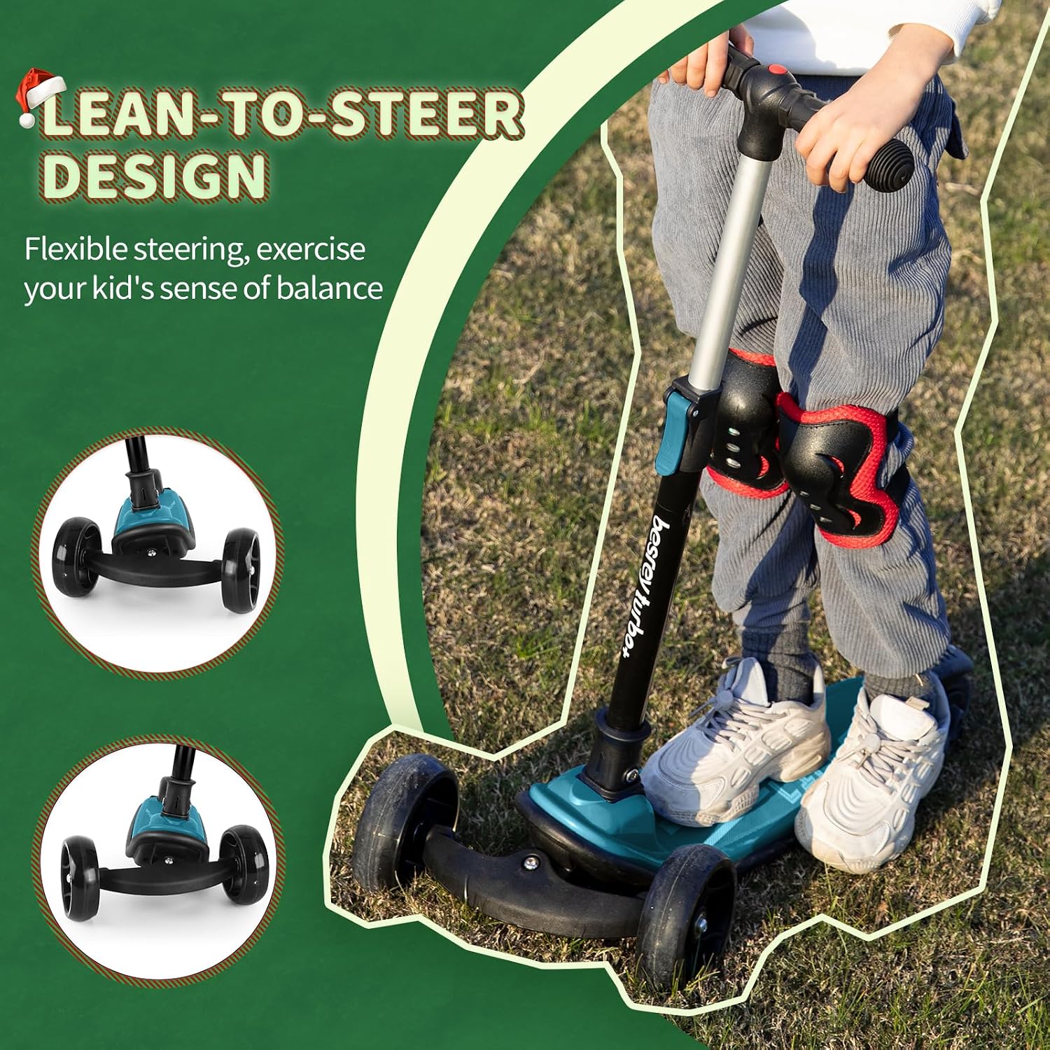 besrey 3 Wheel Scooter for Kids Ages 3-10 with 4 Adjustable Height