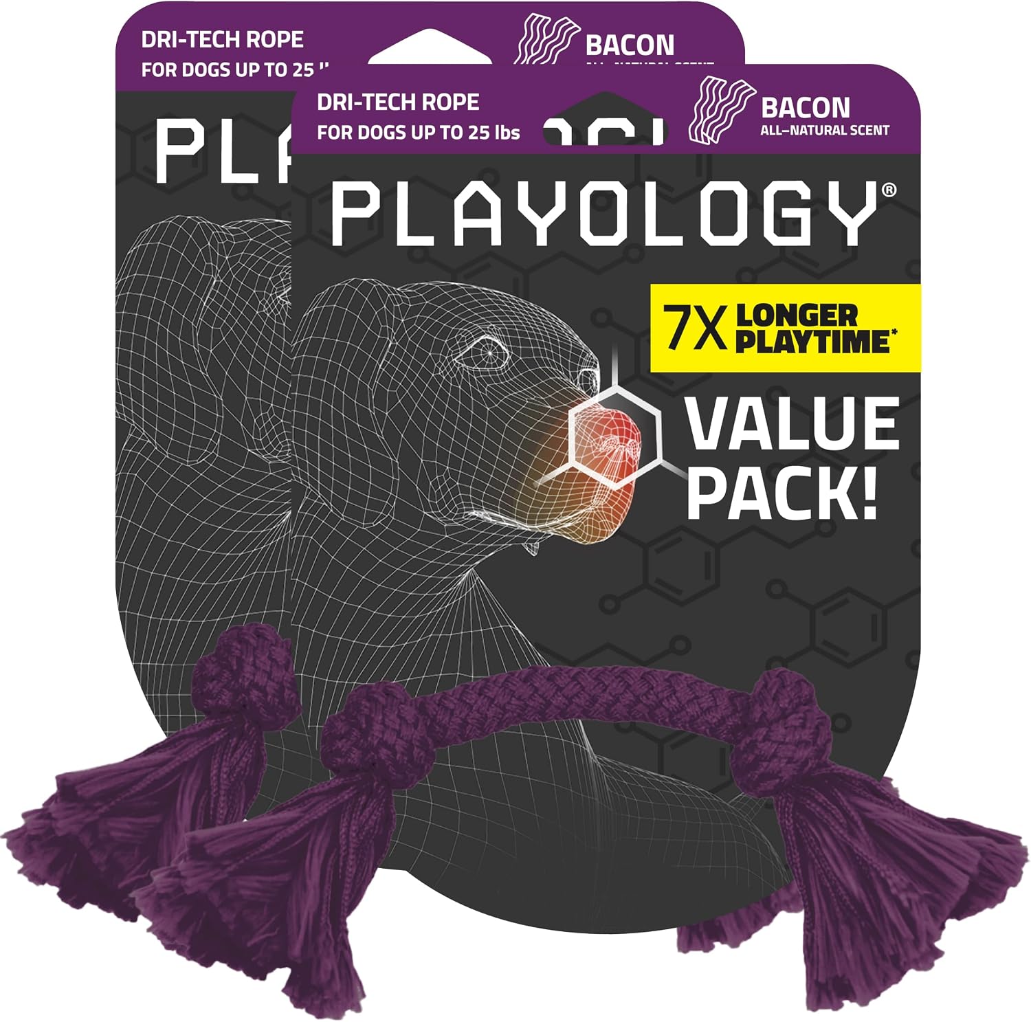 Playology Tug Rope Dog Toys for Large Breed Dogs - Jumbo, Beef Scent