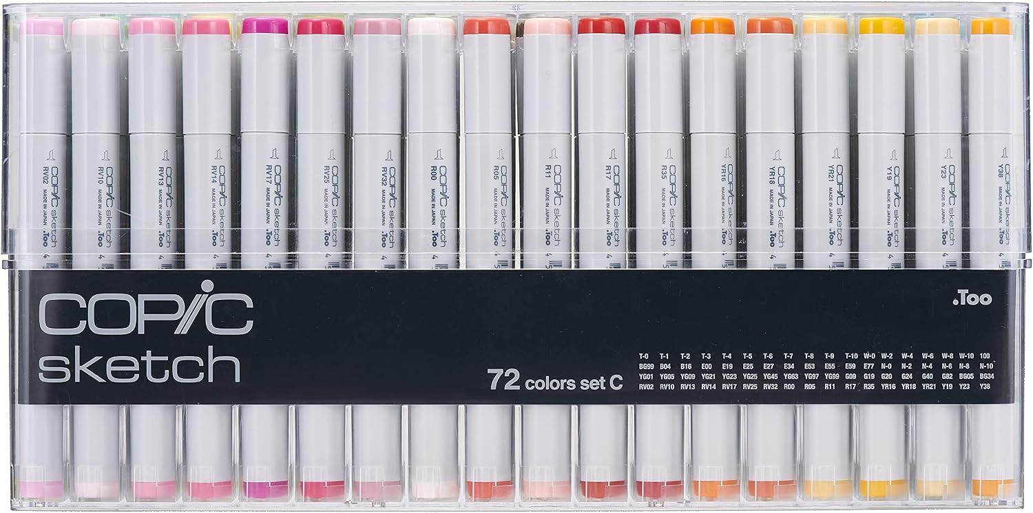 Copic Sketch, Ultra-blendable Alcohol Markers, 72pc Set C