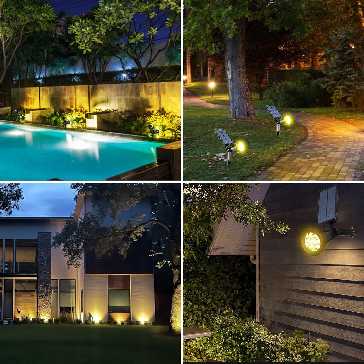 T-SUN Color Changing Solar Spot Lights Outdoor Waterproof, 7 LEDs, 2 Pack | 7 Color Changing Modes, IP65 Waterproof Dusk to Dawn Solar Uplights for Tree, Patio, Yard, Garden, Driveway, Pool Area