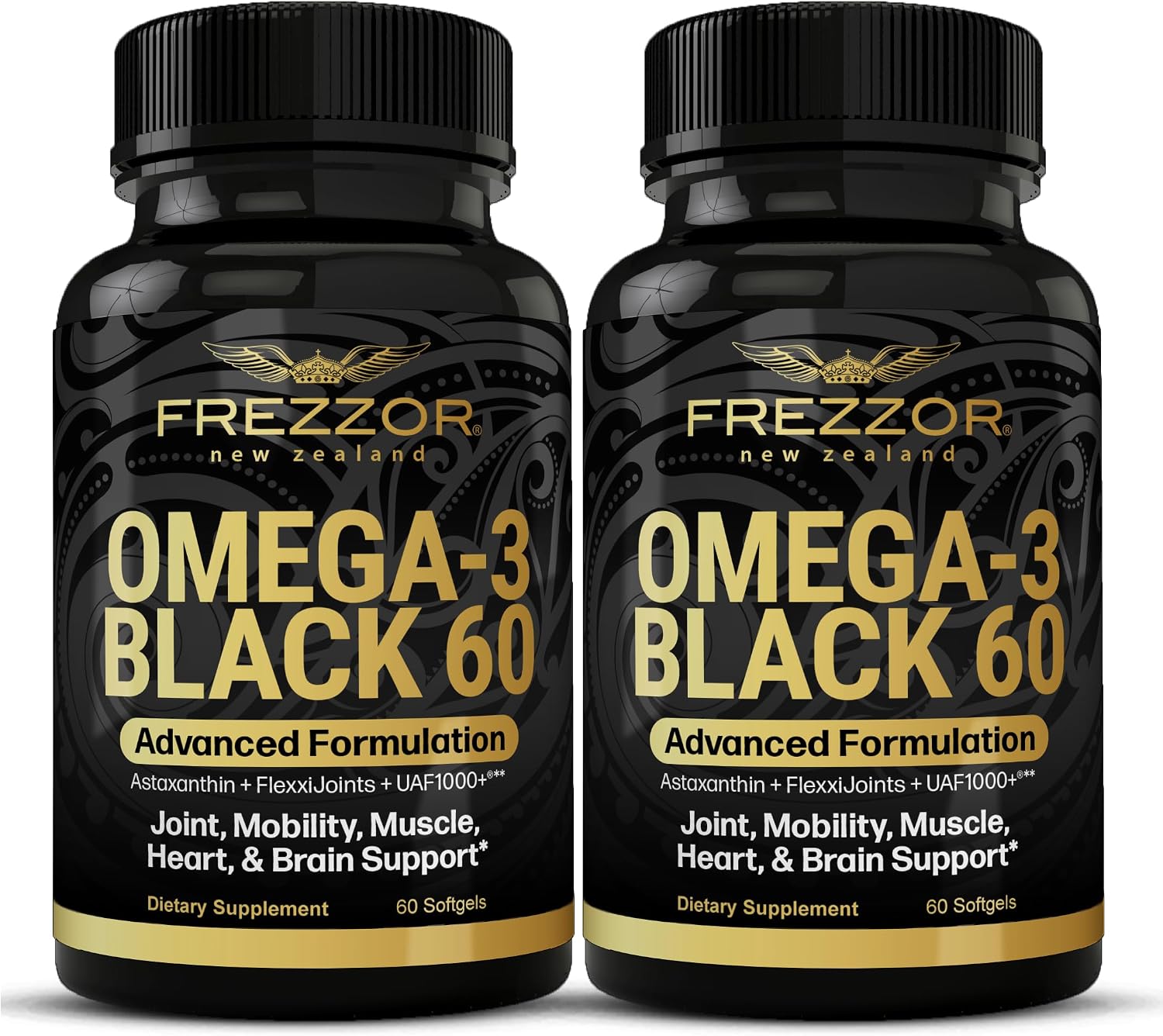 FREZZOR Omega 3 Black for Joint Care & Comfort - New Zealand Green Lipped Mussel Oil Capsules, 53x Higher Potency with UAF1000+ Super Antioxidant