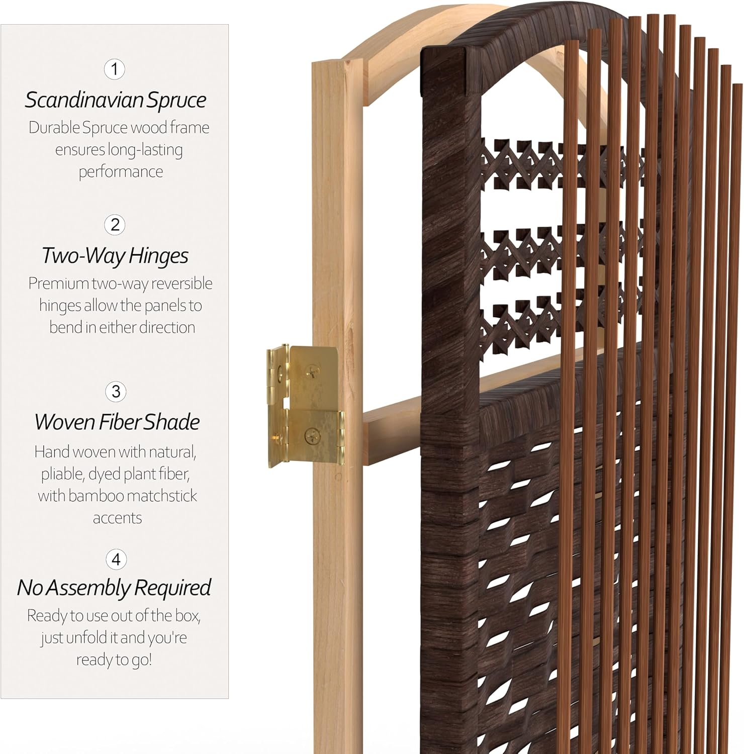 4 ft. Short Fiber Weave Folding Screen - Natural - 4 Panels