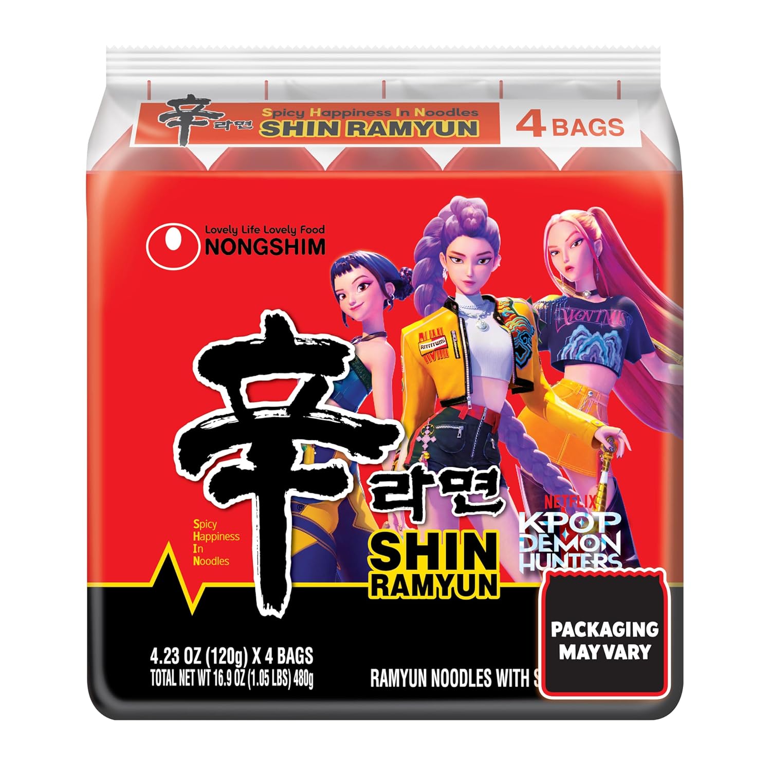 Nongshim Shin Ramyun Noodles, Spicy Korean Signature Instant Ramyun, Rich Beef Flavored Broth, Microwaveable, Korean Instant Noodles, 4.23 oz (Pack of 20), Packaging May Vary.