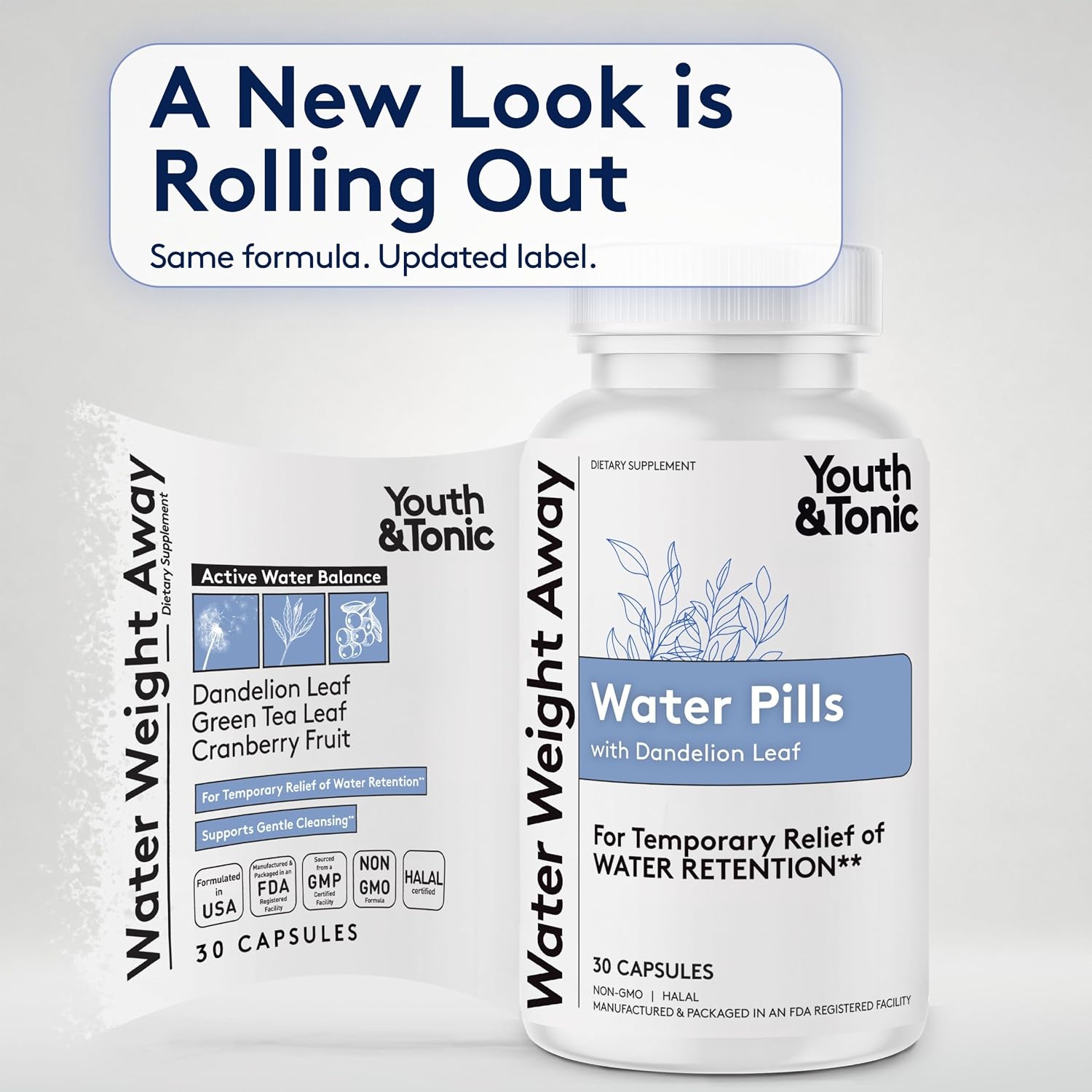 Youth & Tonic Natural Water Pills Weight Loss Women, Men, Water Retention