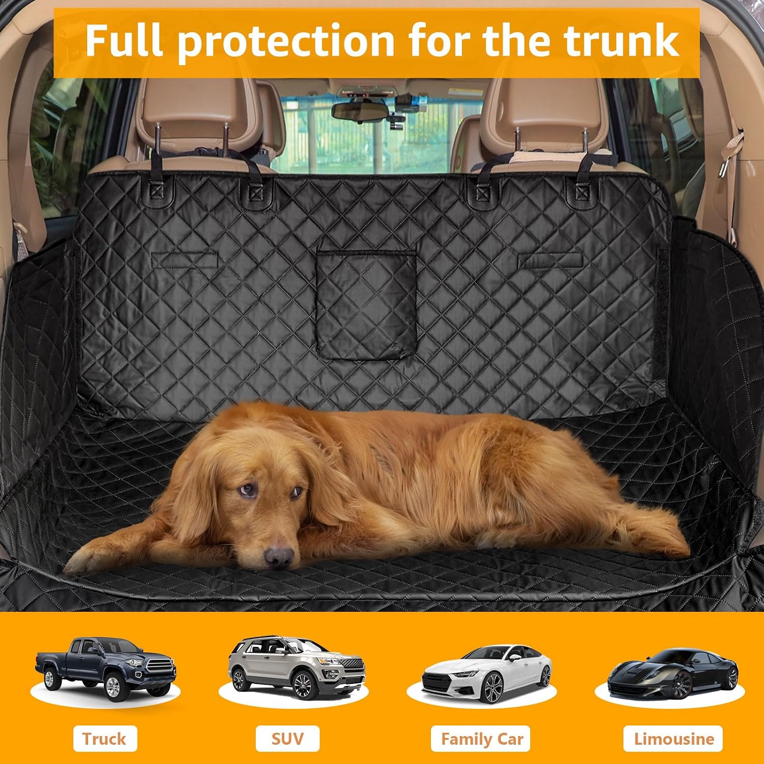 PETICON SUV Cargo Liner for Dogs, Trunk Cover with Bumper Flap Protector