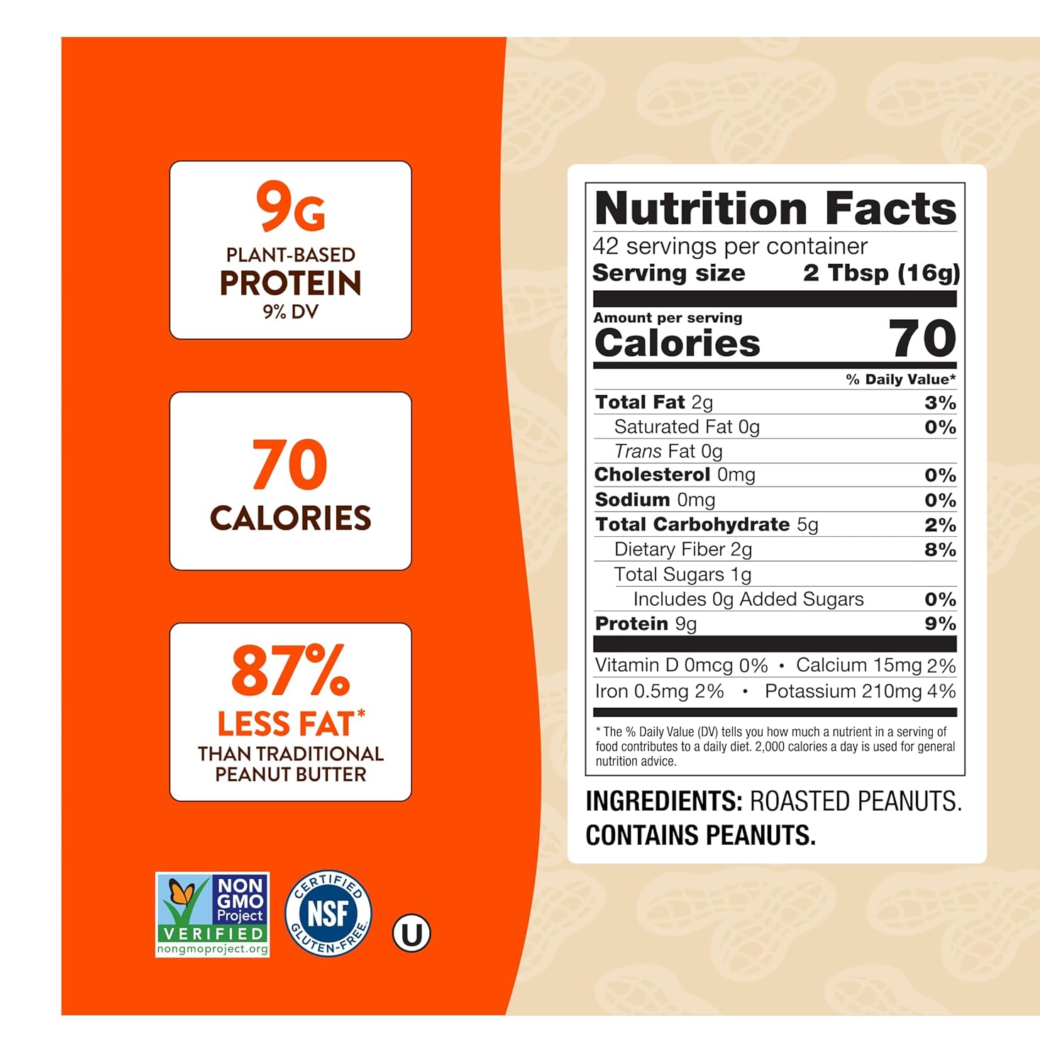 PBfit Simply Peanut Powder 24 Oz, 9g Protein, One Ingredient