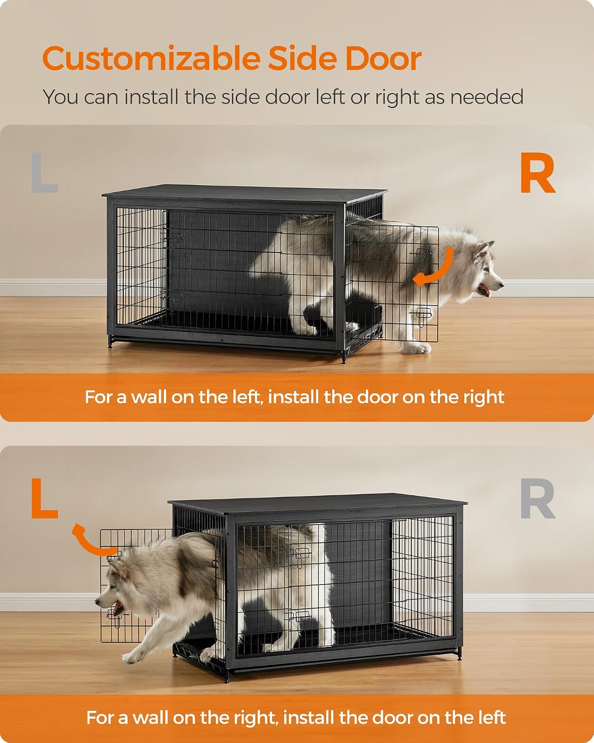 Feandrea 27.2" Dog Crate Furniture, Indoor Dog Kennel Side End Table