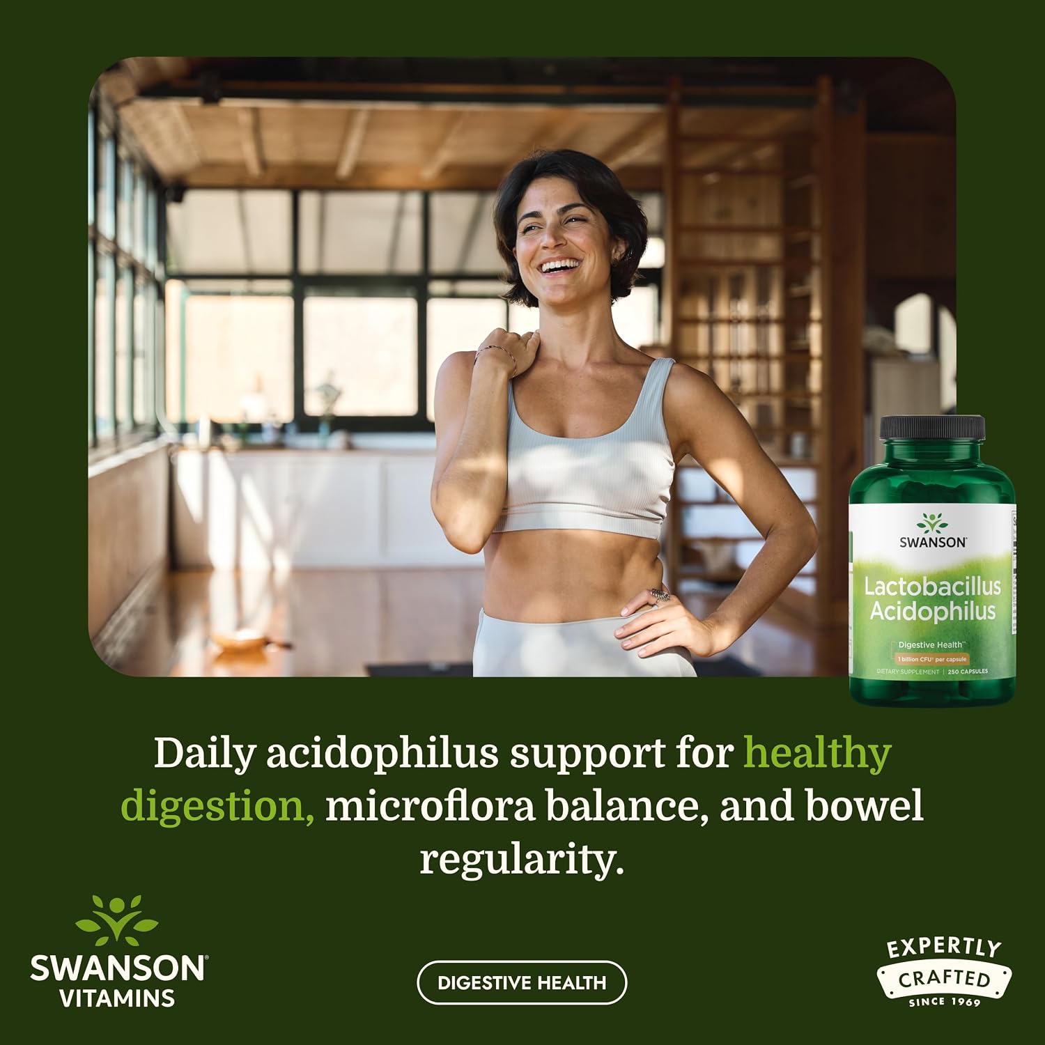 Swanson Lactobacillus Acidophilus Probiotic for Adults Seeking Daily Digestive and Bowel Health Support with 1 Billion CFU - Acid-Resistant (250 Capsules, 3 Pack)