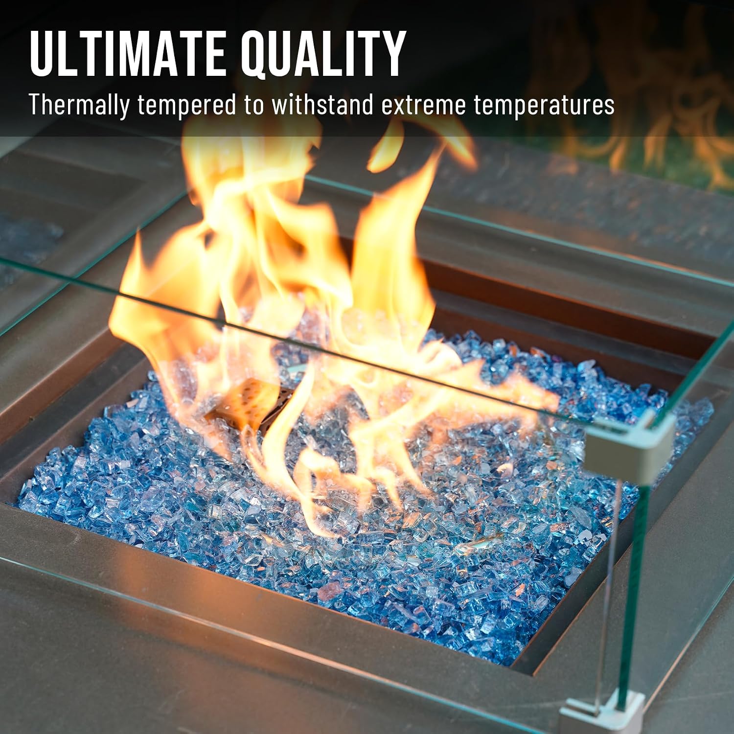 Skyflame 1/4" Pacific Blue Regular Fire Glass for Fire Pit Fireplace