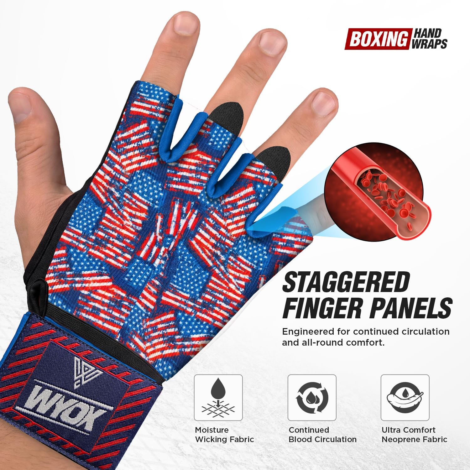 WYOX Neoprene Gel Boxing Hand Wraps Inner Gloves for Men & Women – 80cm/31in Quick Wrist Strap, Padded Knuckle Protection