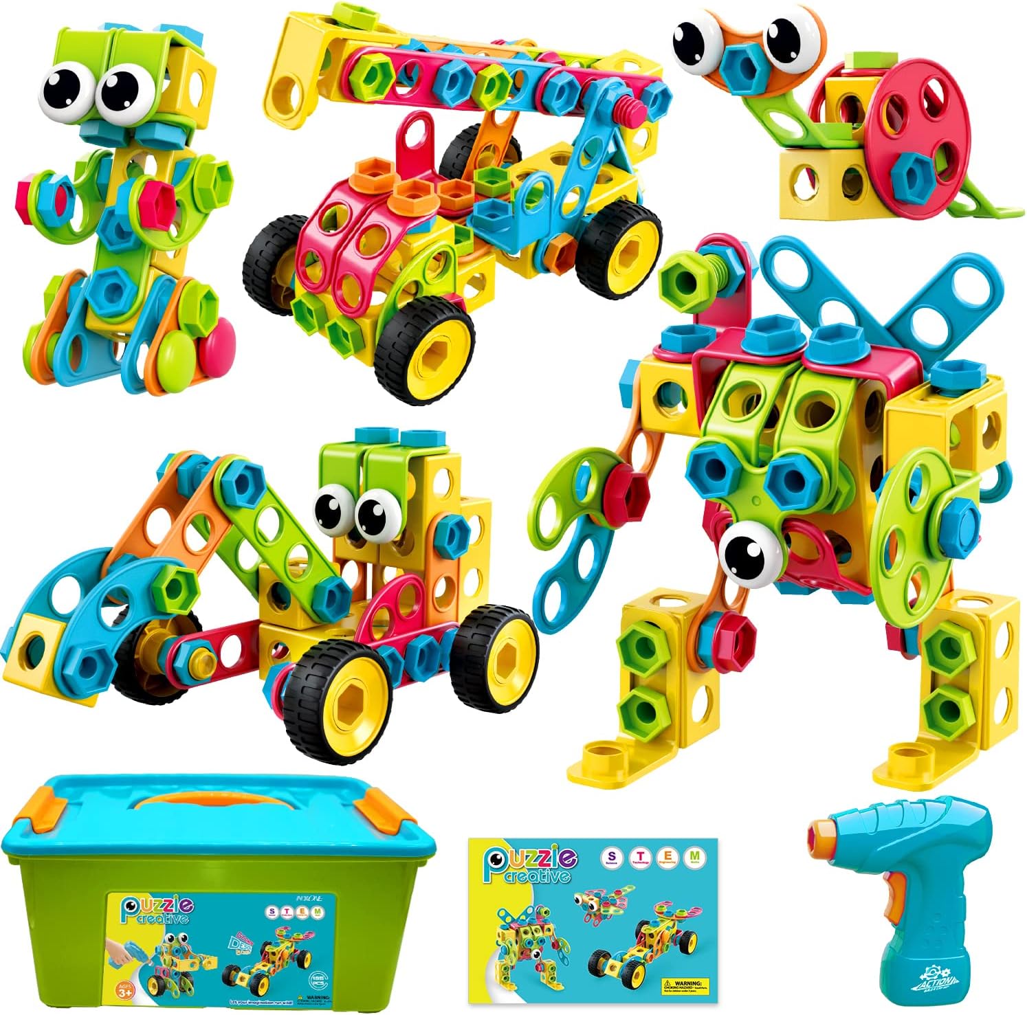 NXONE 195 PCS STEM Toys, Building Sets for Kids 3+