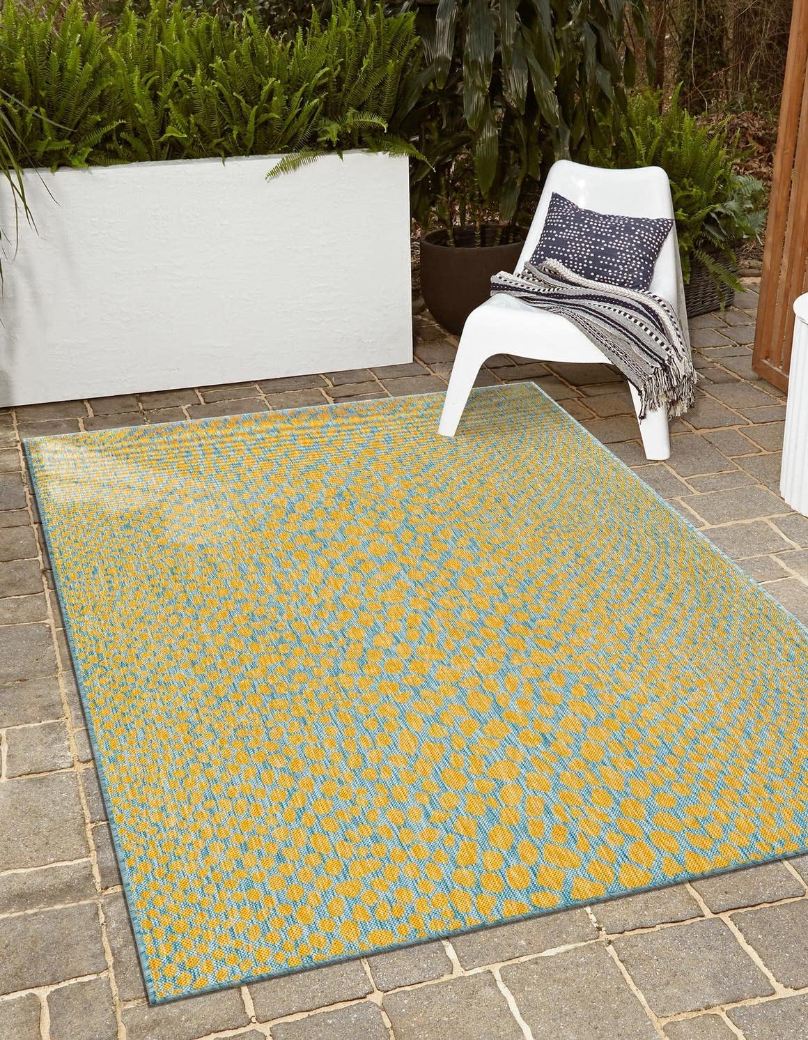 Unique Loom Outdoor Collection Area Rug - Cape Town (9' x 12' Rectangle, Blue/Ivory)