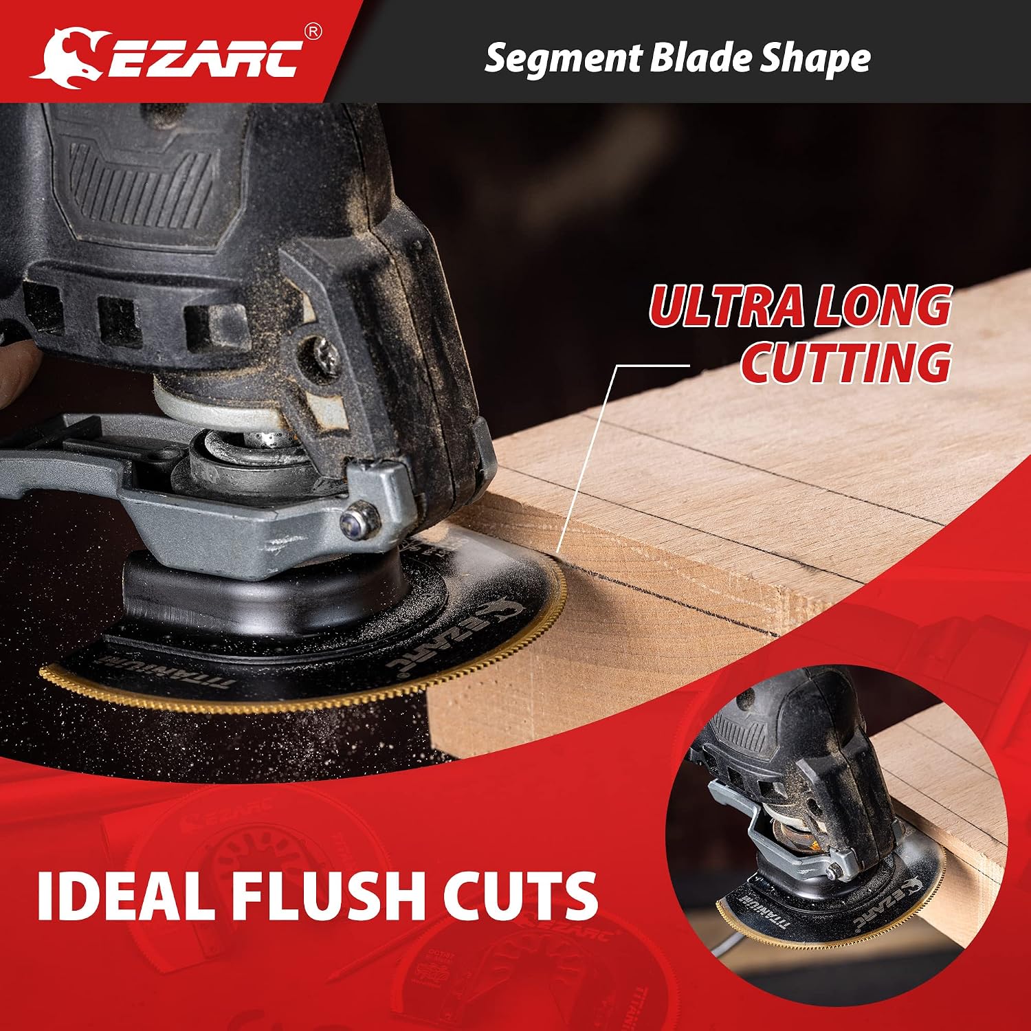 EZARC Titanium Oscillating Tool Blades, Oscillating Multitool Blades for Metal, Wood Nails, Screws Cutting, Plastic, 3 Pack