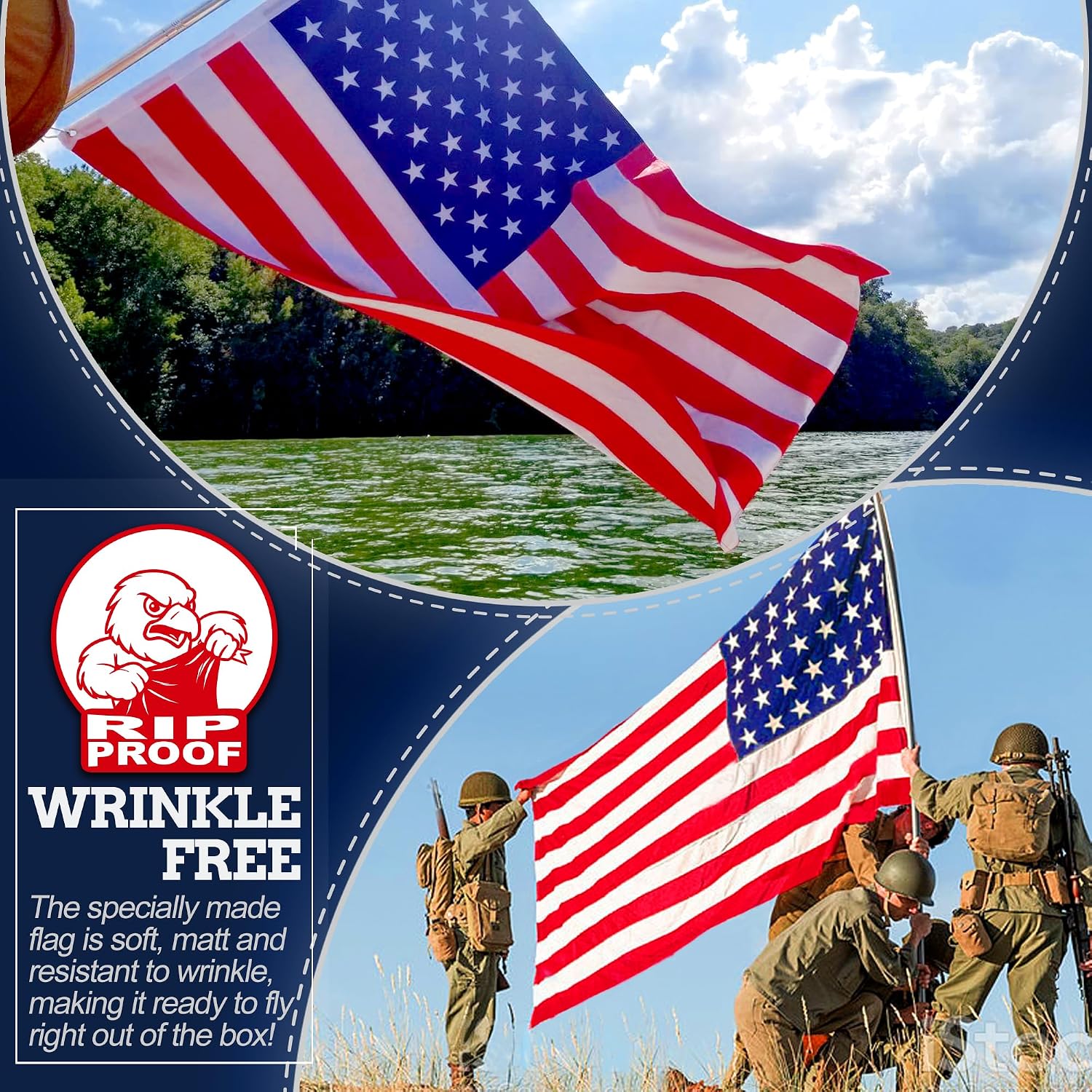 ANLEY Fly Breeze American National Flag 4x6 Foot Polyester - Vivid Color and Fade proof - Canvas Header and Brass Grommets - Banner Flags 4 X 6 Ft