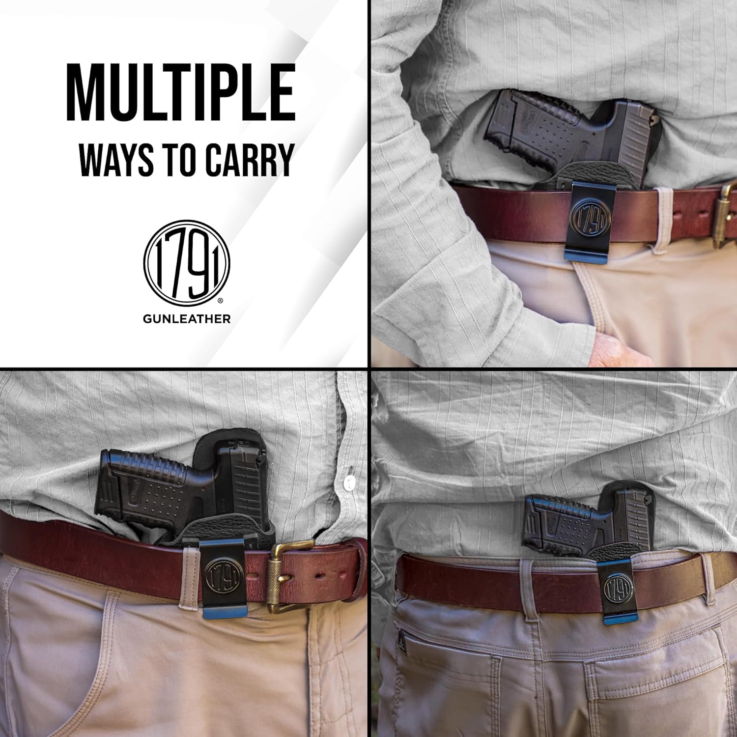 1791 Gunleather IWB Holster Fits H&K VP9SK, P2000, 45c, Sig P320c, P229c | Right-handed soft leather holster also fits H&K 45c, USPc, P30, CZ P10C, FN 509, Glock 45, Sig M18, M11-A1, Walther PDP