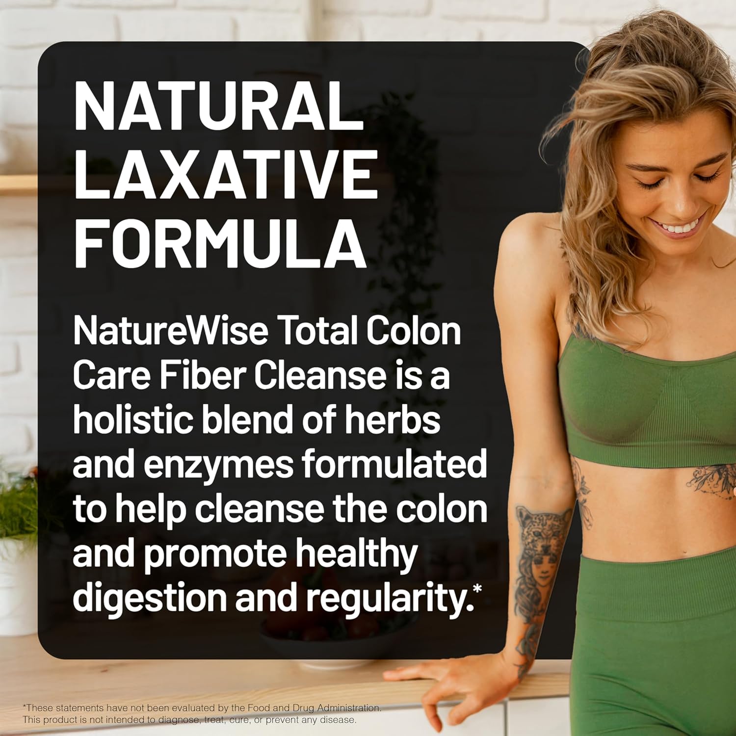 NatureWise Total Colon Care Fiber Cleanse - Natural Laxative Blend - Herbal Laxatives, Prebiotics, & Enzymes for Regularity, Digestion
