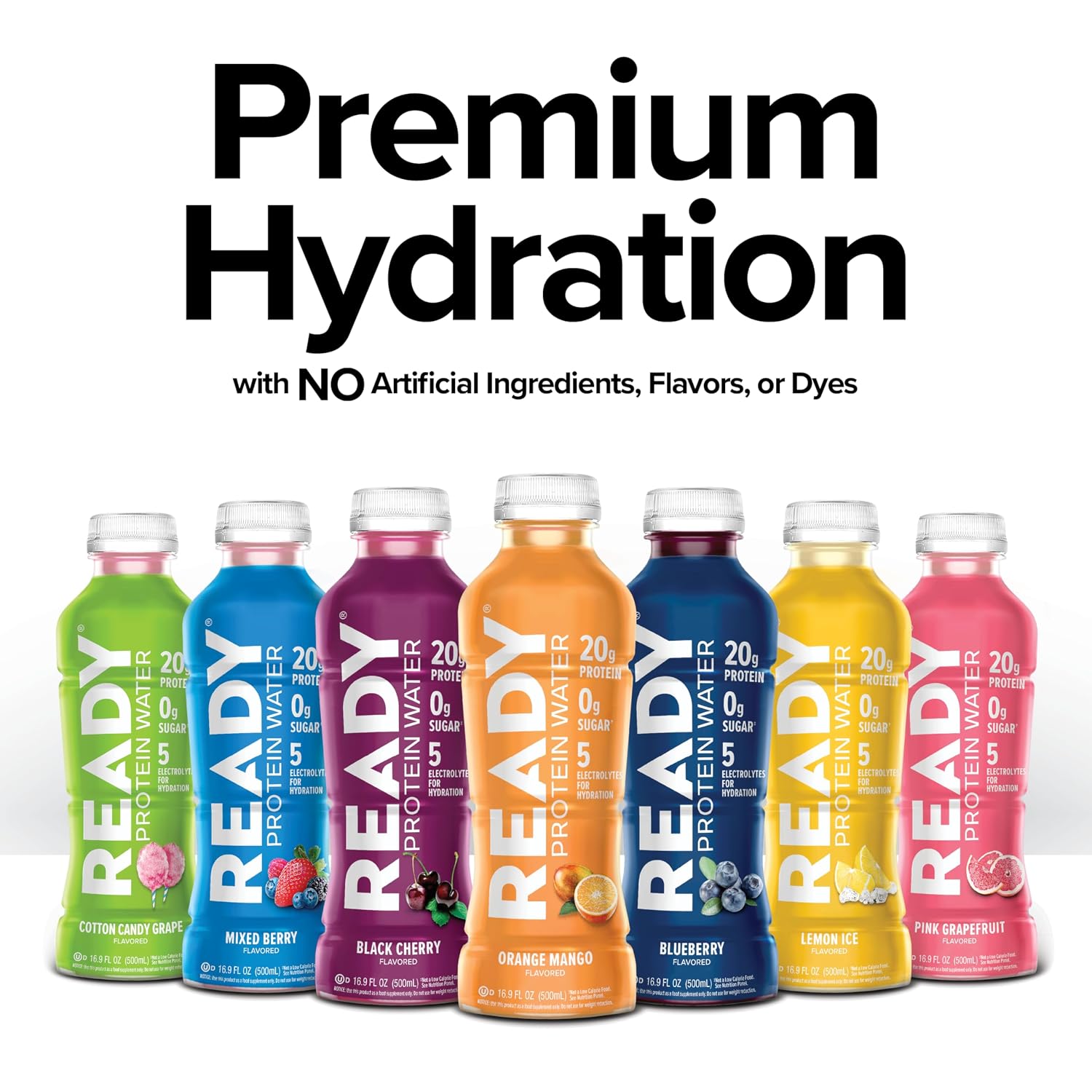 Ready Clear Protein Water, Blueberry, 20g Whey Protein Isolate, 12 Pack
