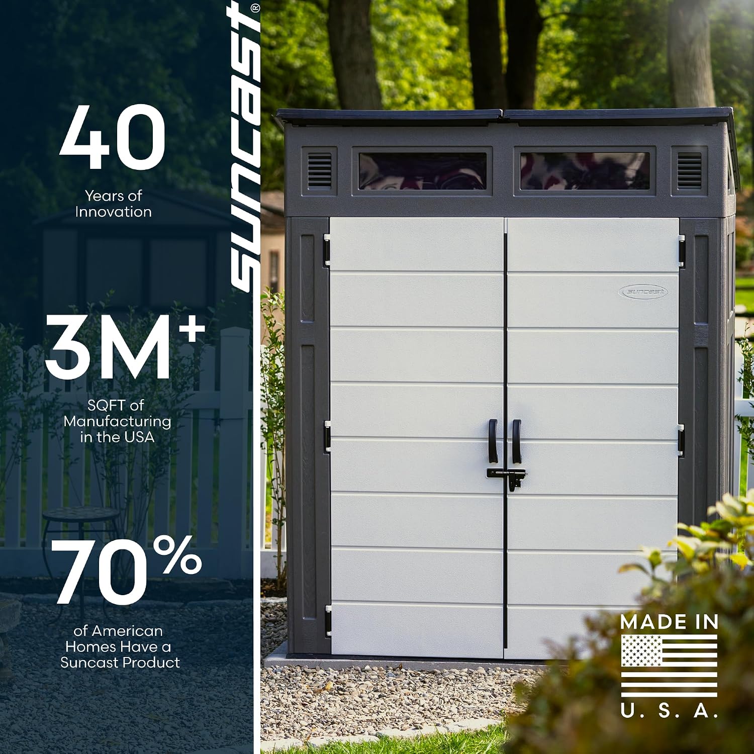 Suncast 6' x 5' Modernist Storage Shed, 200 Cu Ft, Lockable, Peppercorn