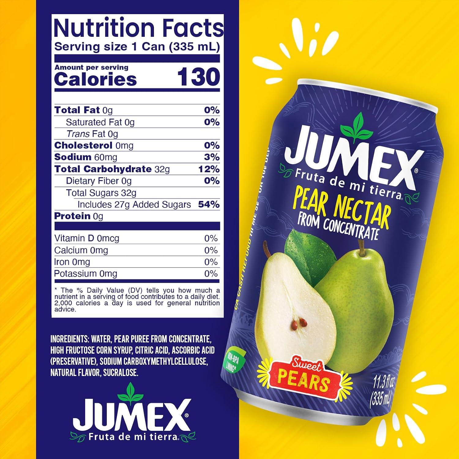 Jumex Mango Nectar Juice & Peach Nectar - Made with Fresh Fruit Puree - Tropical Fruit Juice Concentrate for Smoothie Mix, Cocktail Mixers & Kids Beverages - 11.3oz, 12 Pack Canned Drinks