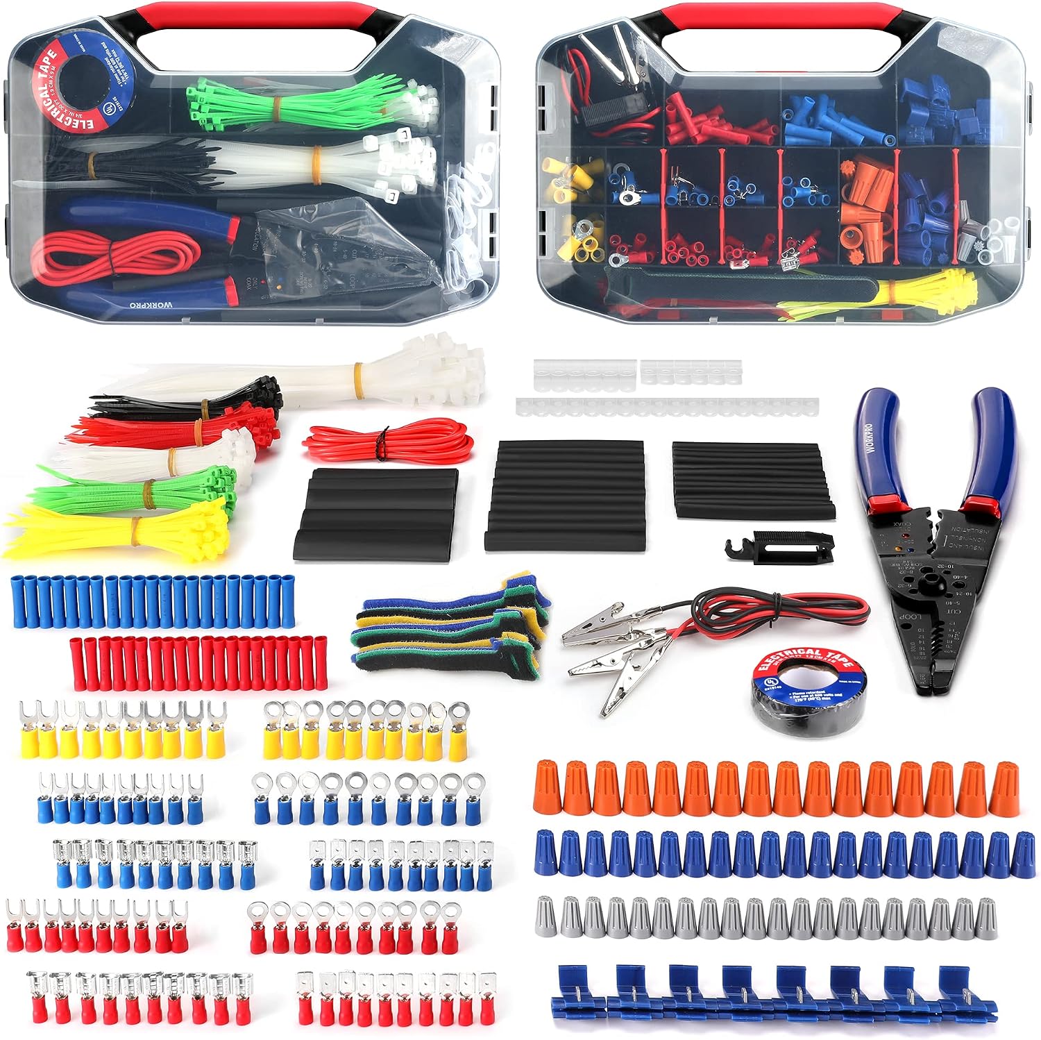 WORKPRO Crimping Tool Kit with 582PCS Heat Shrink Wire Connectors | Electrical Wire Terminals for AWG 22-10, 3-in-1 Wire Strippers Cutters & Crimpers