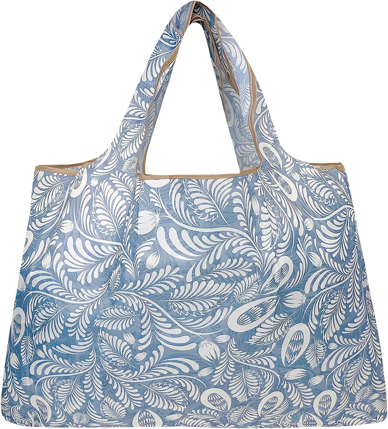 allydrew Large Foldable Tote Nylon Reusable Grocery Bags, Gray Ferns